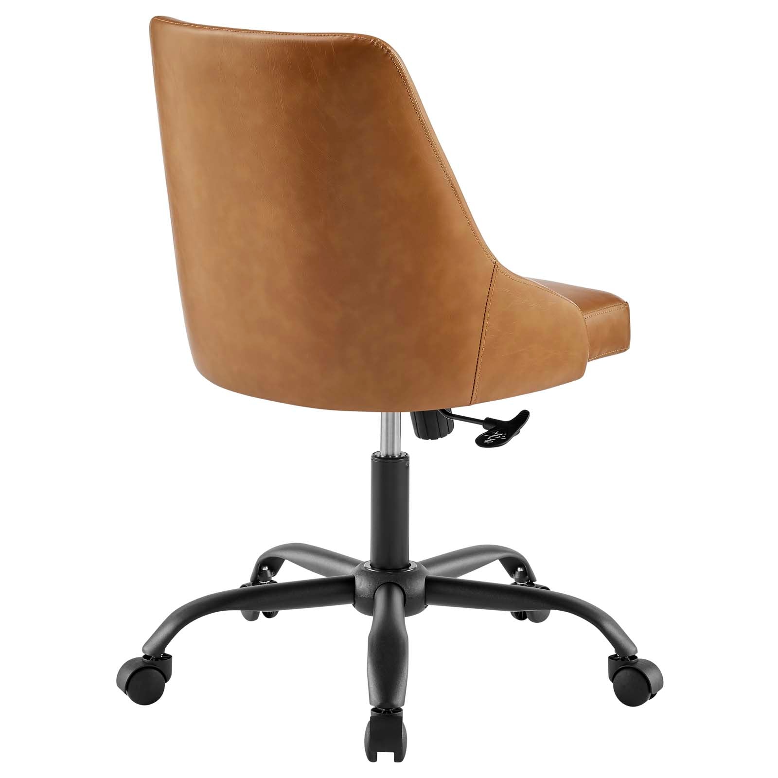 Modway Task Chairs - Designate Swivel Vegan Leather Office Chair Black Tan