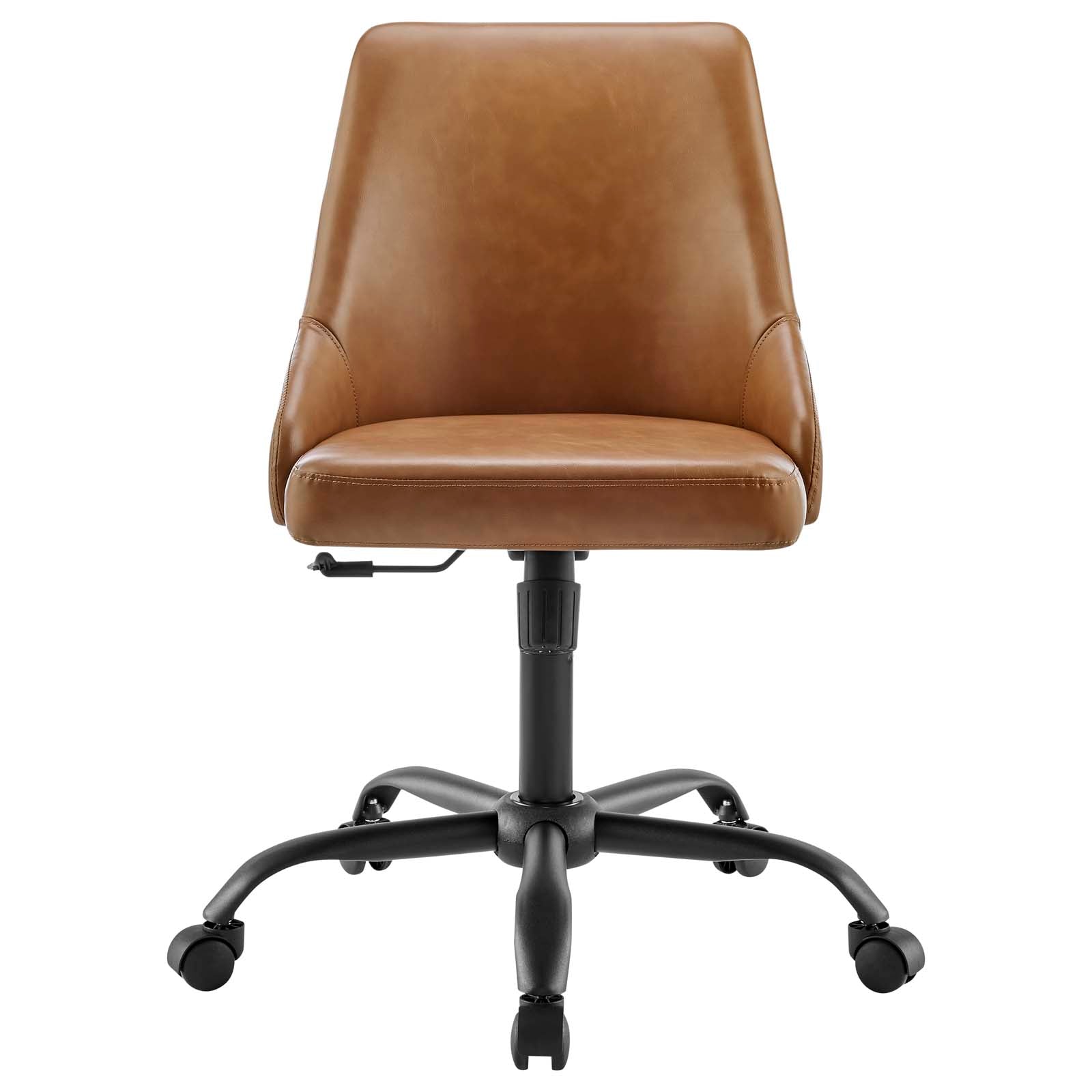 Modway Task Chairs - Designate Swivel Vegan Leather Office Chair Black Tan