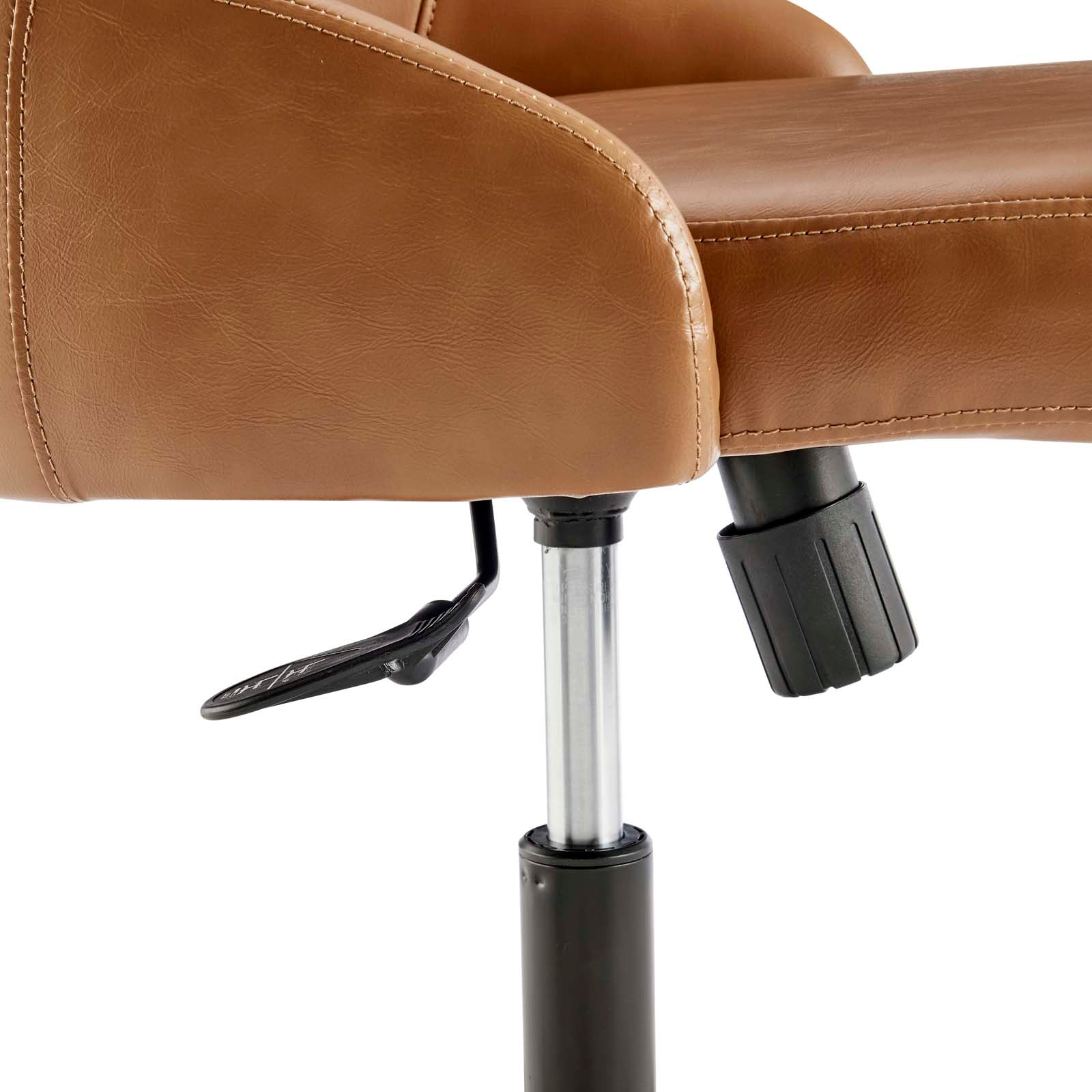 Modway Task Chairs - Designate Swivel Vegan Leather Office Chair Black Tan