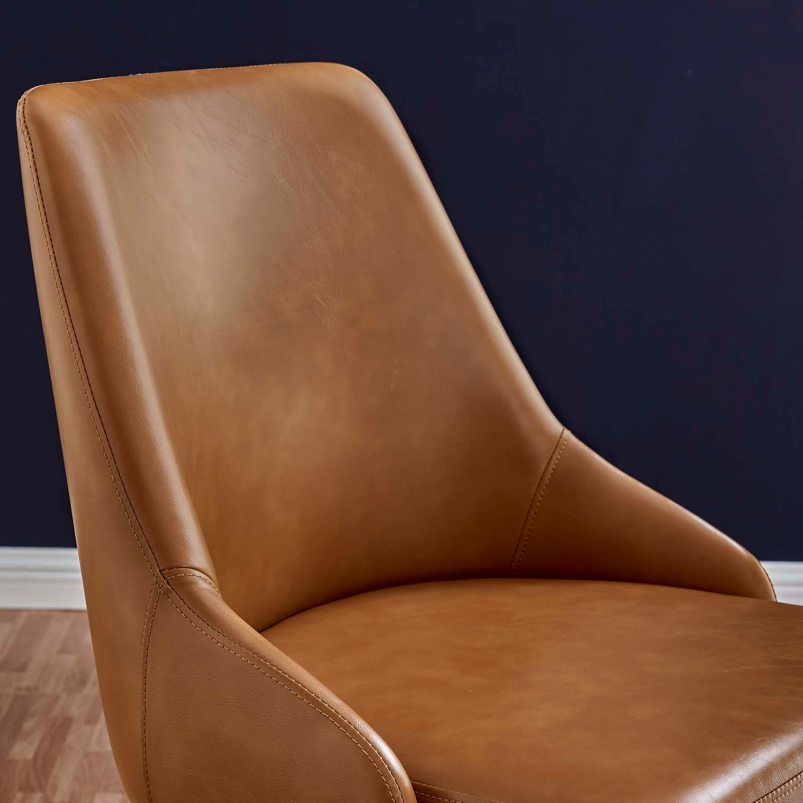 Modway Task Chairs - Designate Swivel Vegan Leather Office Chair Black Tan