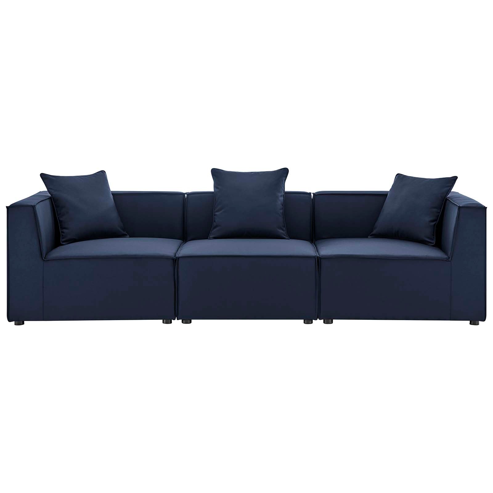 Modway Outdoor Sofas - Saybrook Outdoor Patio Upholstered 3-Piece Sectional Sofa Navy