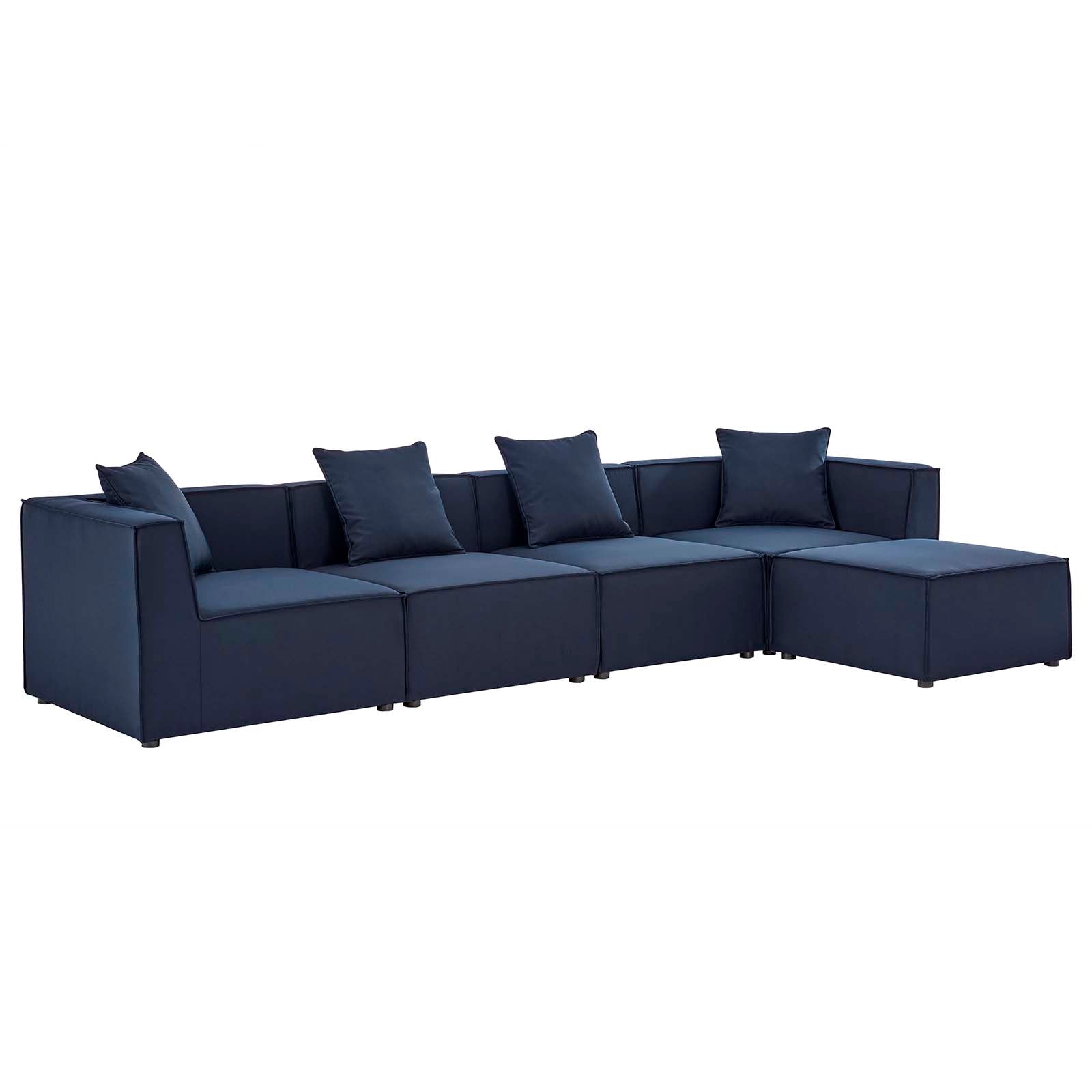Modway Outdoor Sofas - Saybrook 138" Outdoor Patio Upholstered 5-Piece Sectional Sofa Navy