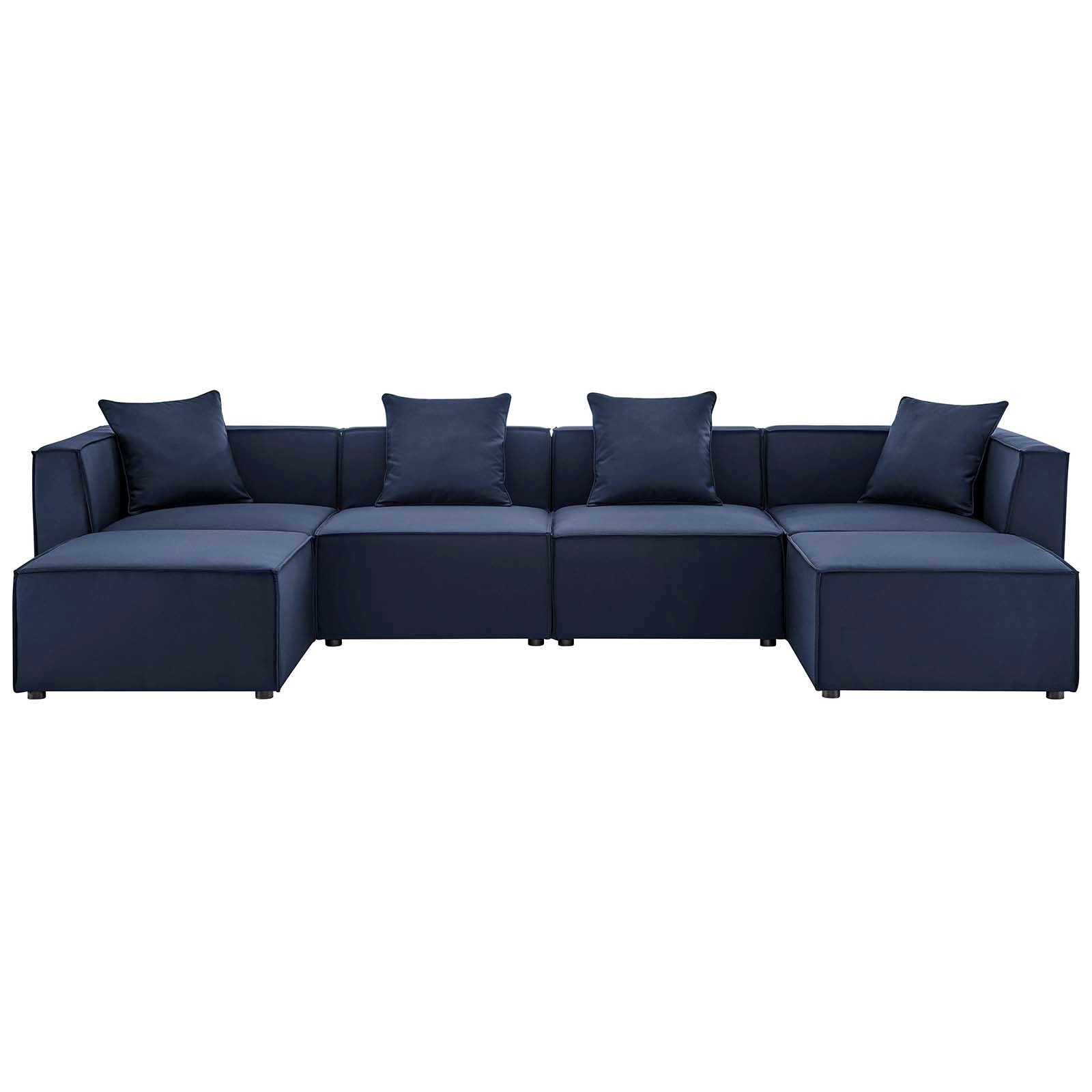 Modway Outdoor Sofas - Saybrook 64" Outdoor Patio Upholstered 6-Piece Sectional Sofa Navy