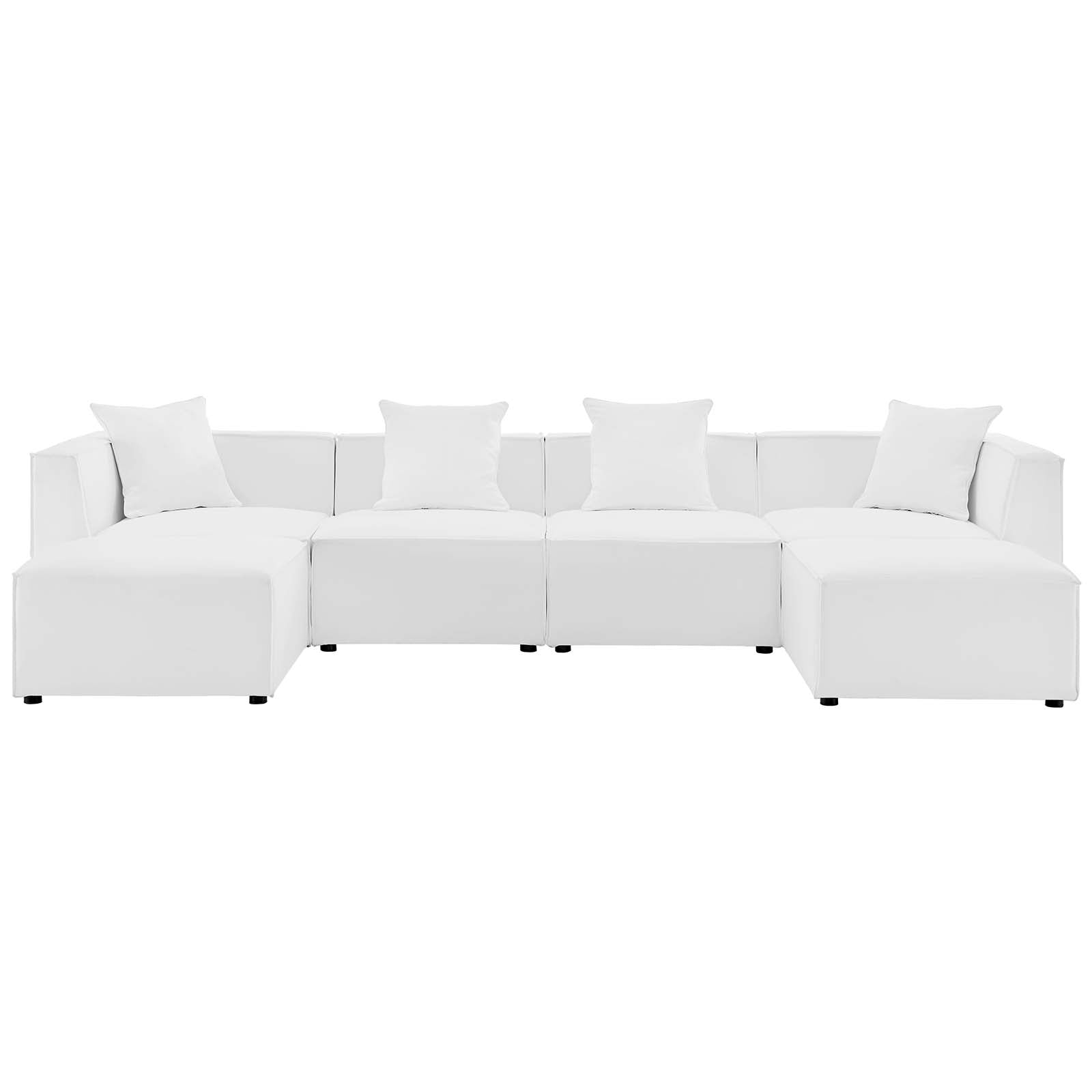 Modway Outdoor Sofas - Saybrook Outdoor Patio 6 Piece Sectional Sofa White