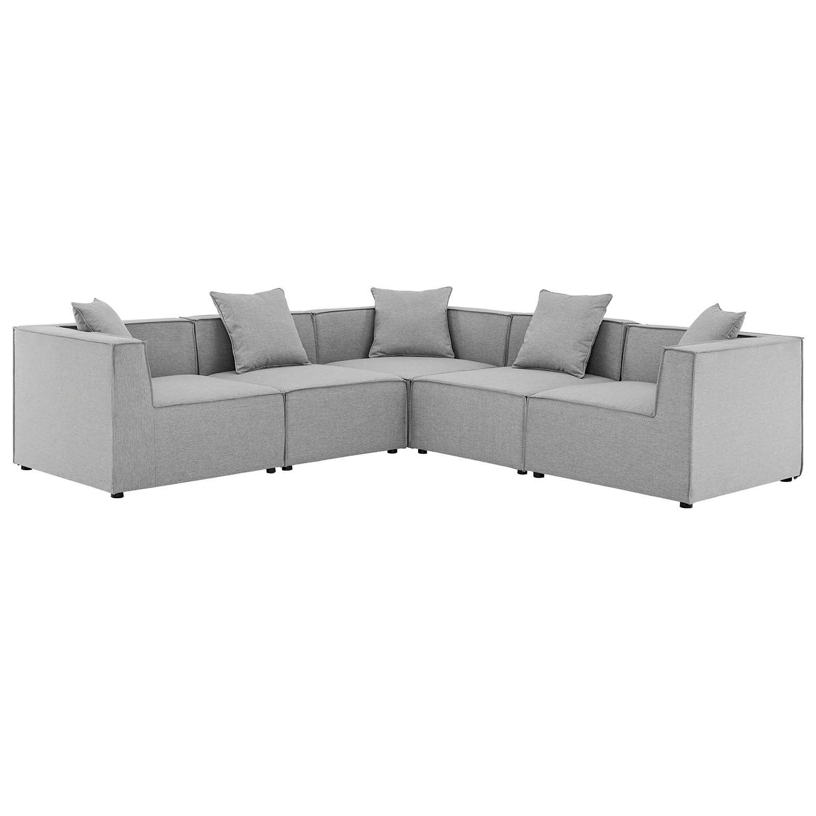 Modway Outdoor Sofas - Saybrook Outdoor Patio Upholstered 5-Piece Sectional Sofa Gray