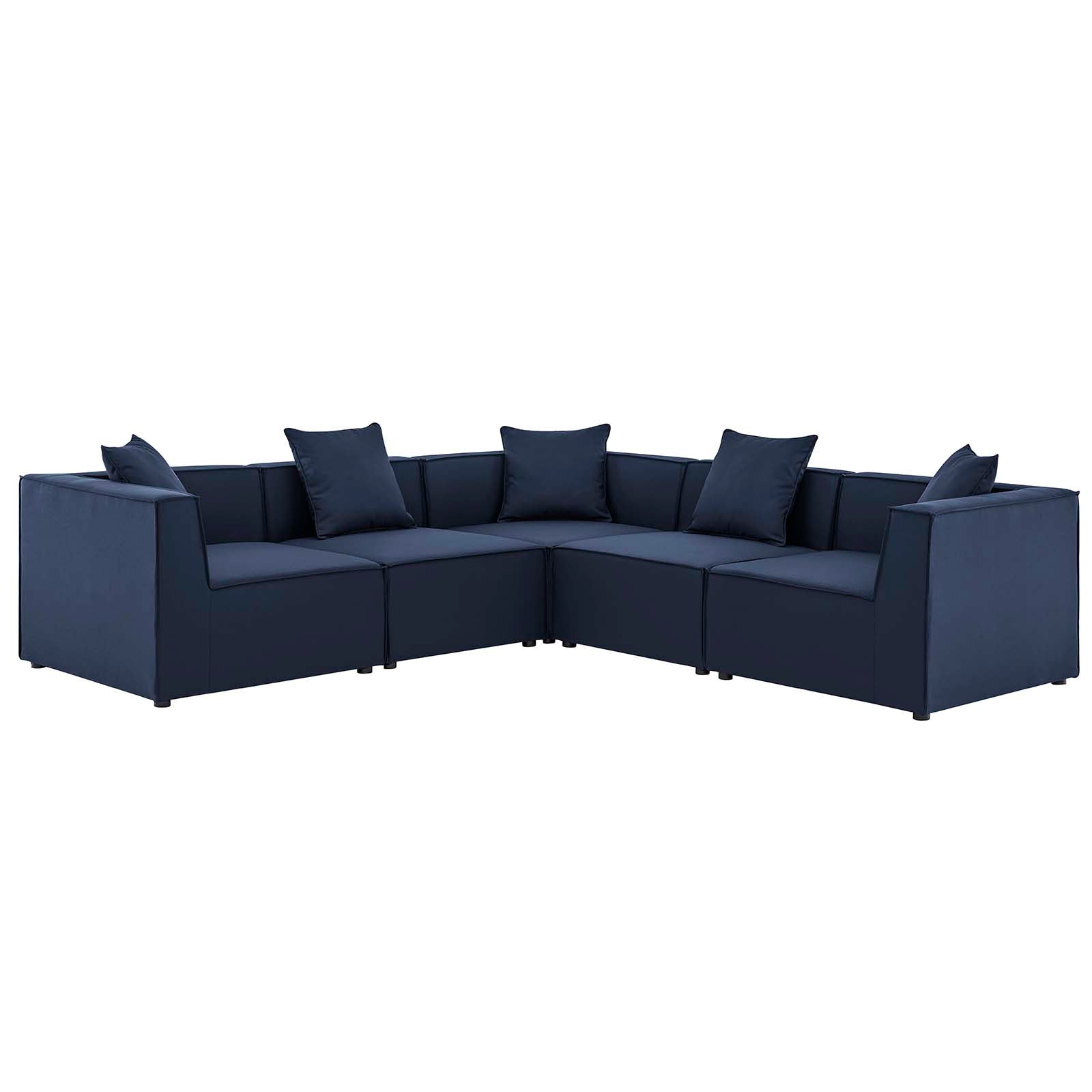 Modway Outdoor Sofas - Saybrook Outdoor Patio Upholstered 5-Piece Sectional Sofa Navy