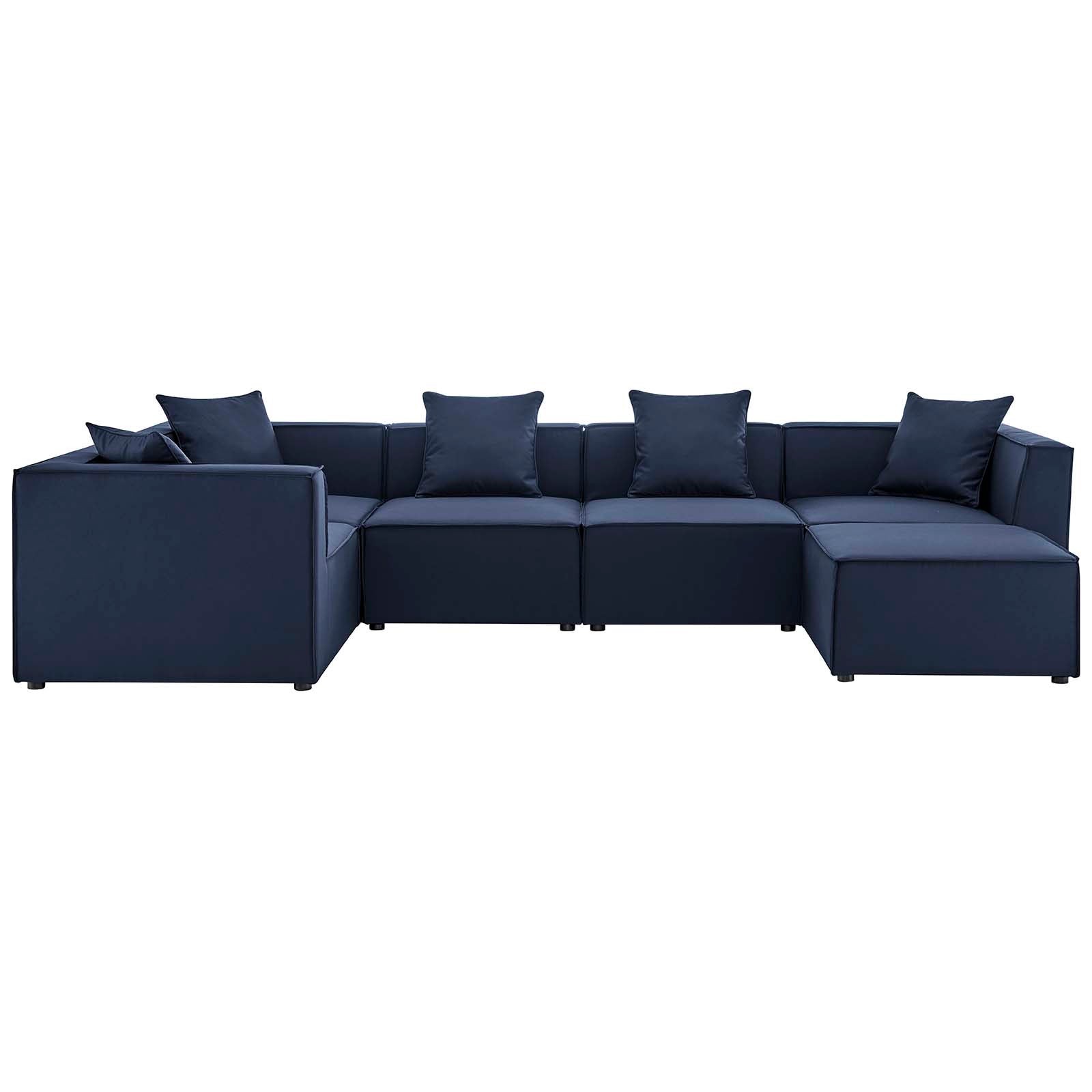 Modway Outdoor Sofas - Saybrook Outdoor Patio Upholstered 6-Piece Sectional Sofa Navy