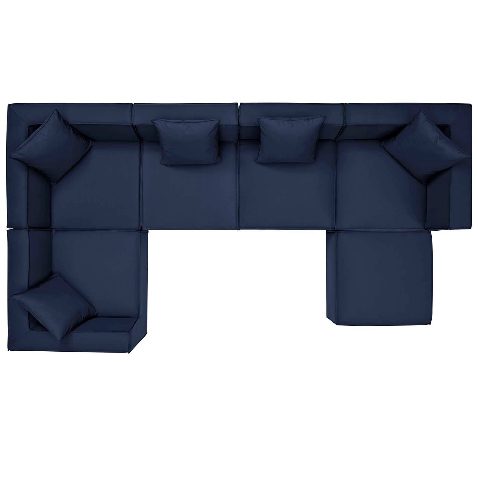 Modway Outdoor Sofas - Saybrook Outdoor Patio Upholstered 6-Piece Sectional Sofa Navy