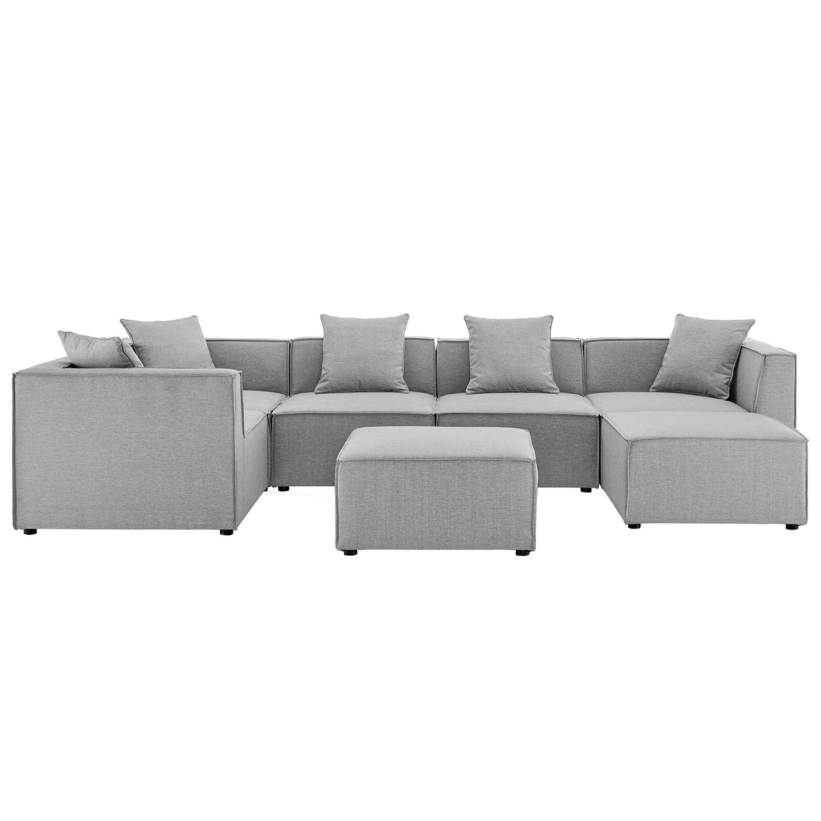 Modway Outdoor Sofas - Saybrook Outdoor Patio 7-Piece Sectional Sofa Gray