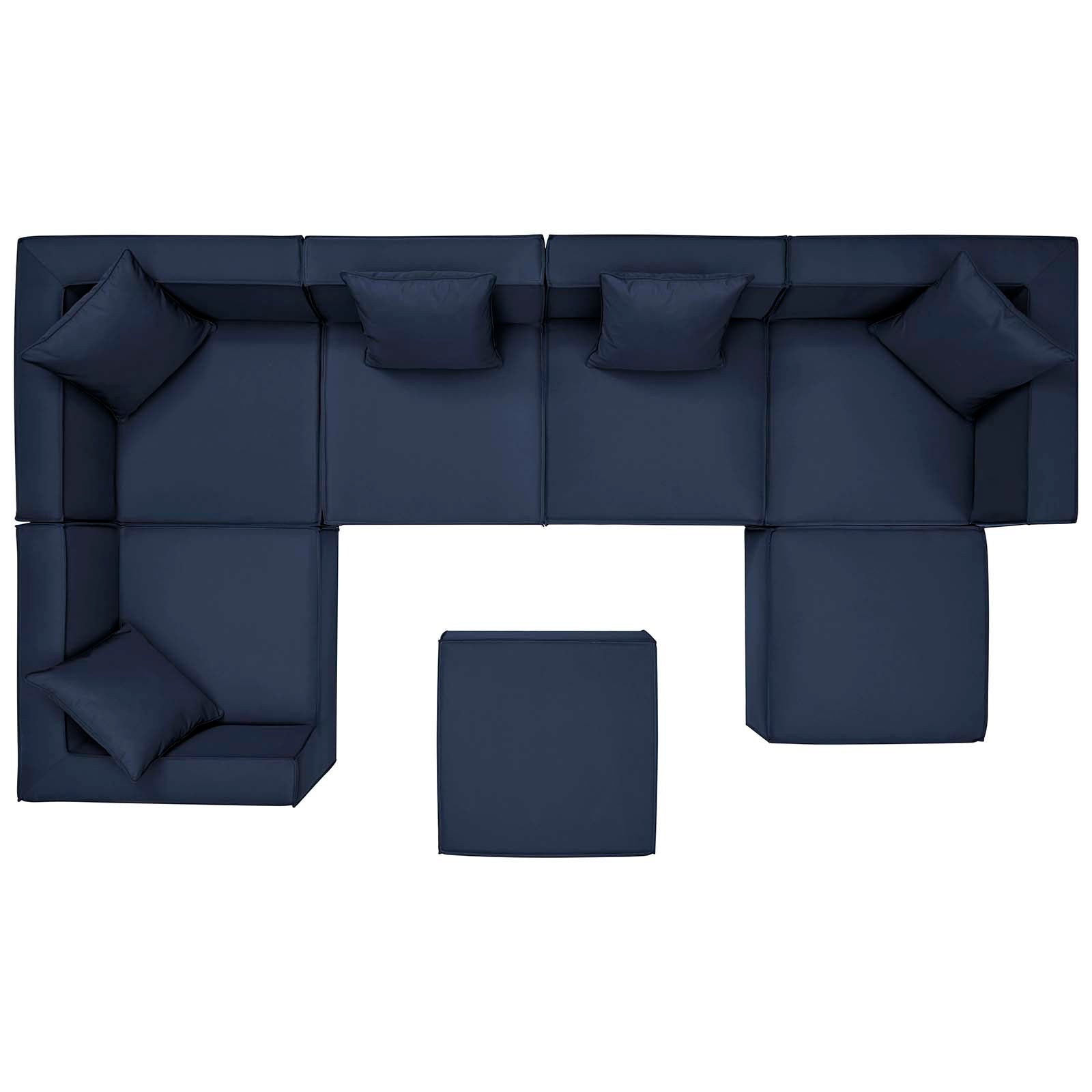 Modway Outdoor Sofas - Saybrook Outdoor Patio Upholstered 7-Piece Sectional Sofa Navy