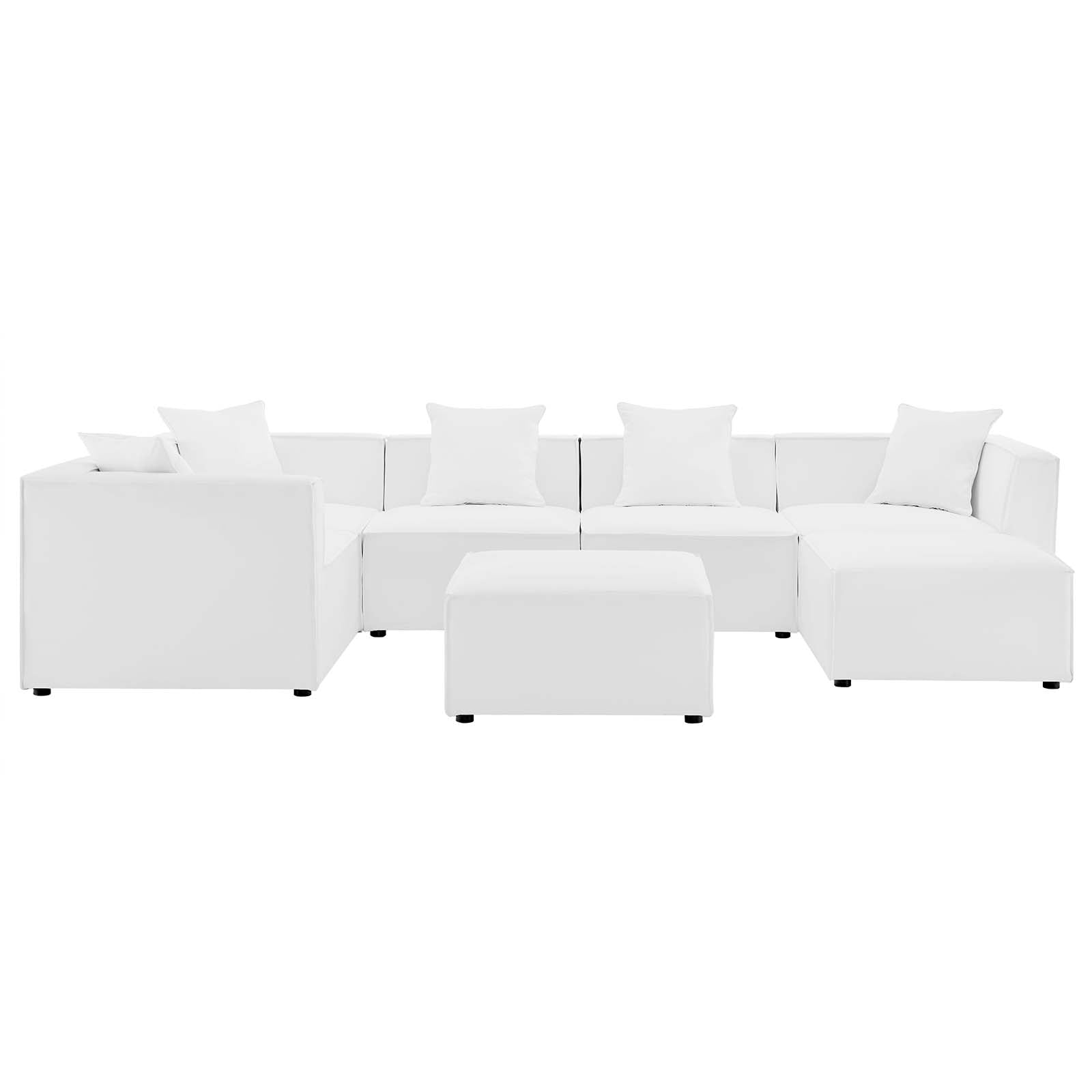 Modway Outdoor Sofas - Saybrook Outdoor Patio 7-Piece Sectional Sofa White