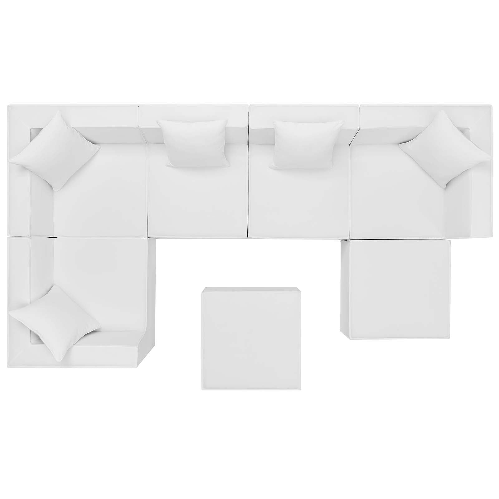 Modway Outdoor Sofas - Saybrook Outdoor Patio 7-Piece Sectional Sofa White