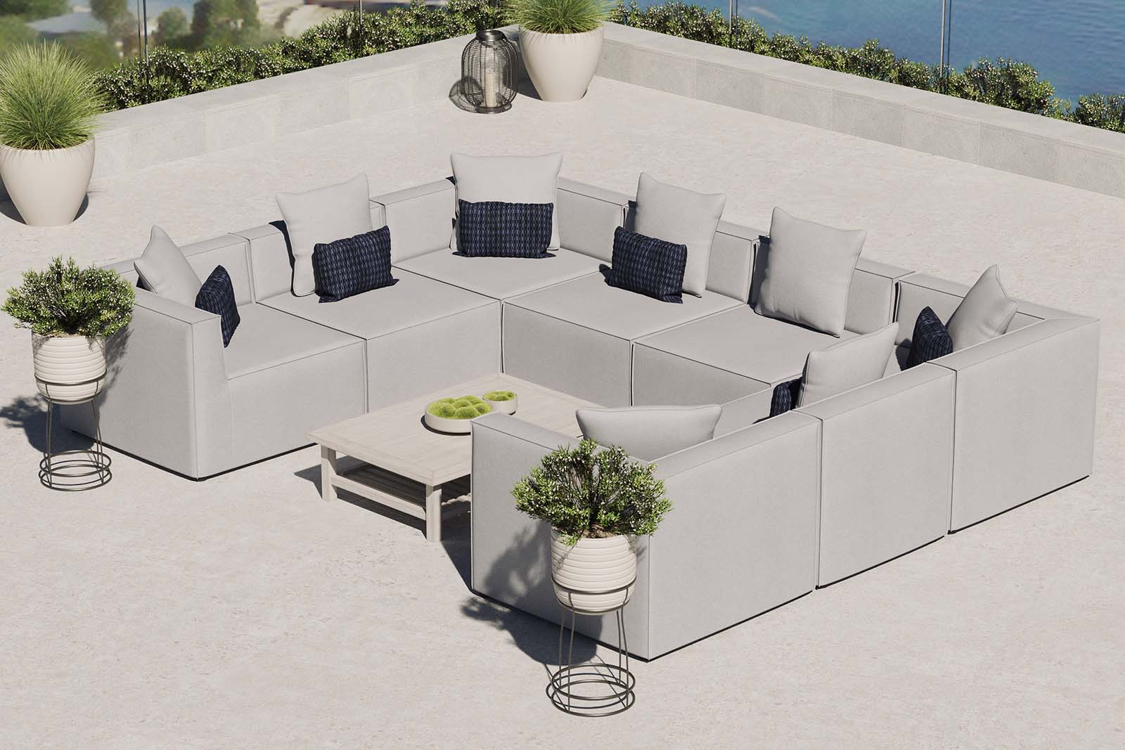 Modway Outdoor Sofas - Saybrook Outdoor Patio 8-Piece Sectional Sofa Gray