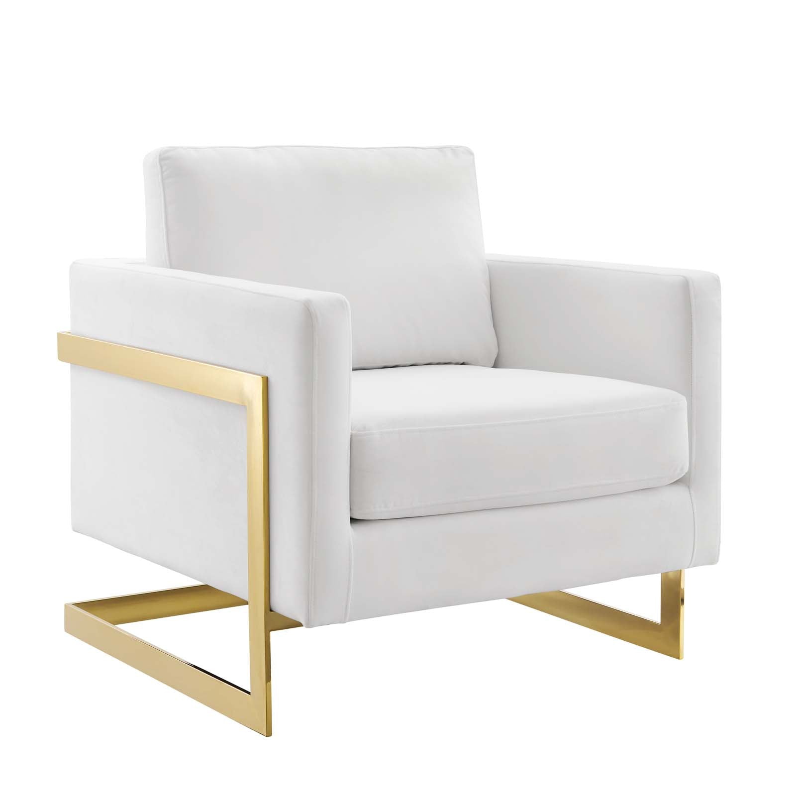 Modway Accent Chairs - Posse Performance Velvet Accent Chair Gold White