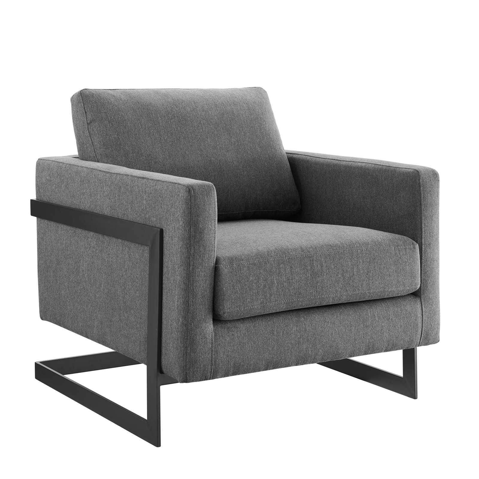 Modway Accent Chairs - Posse Upholstered Fabric Accent Chair Black Charcoal