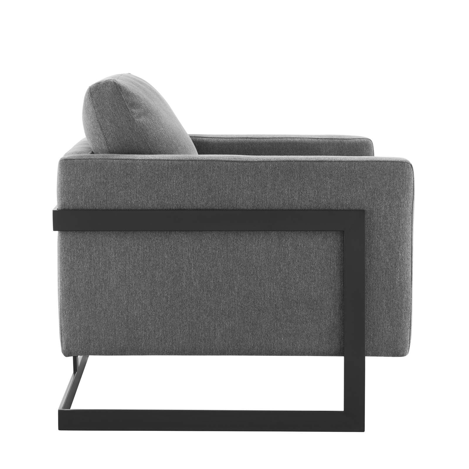Modway Accent Chairs - Posse Upholstered Fabric Accent Chair Black Charcoal