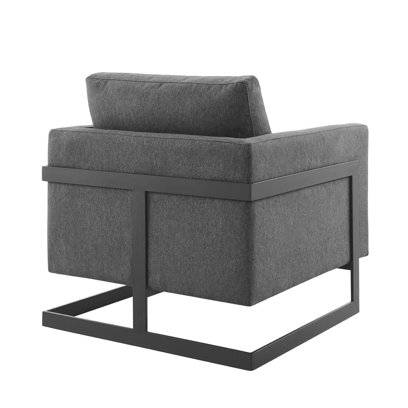 Modway Accent Chairs - Posse Upholstered Fabric Accent Chair Black Charcoal