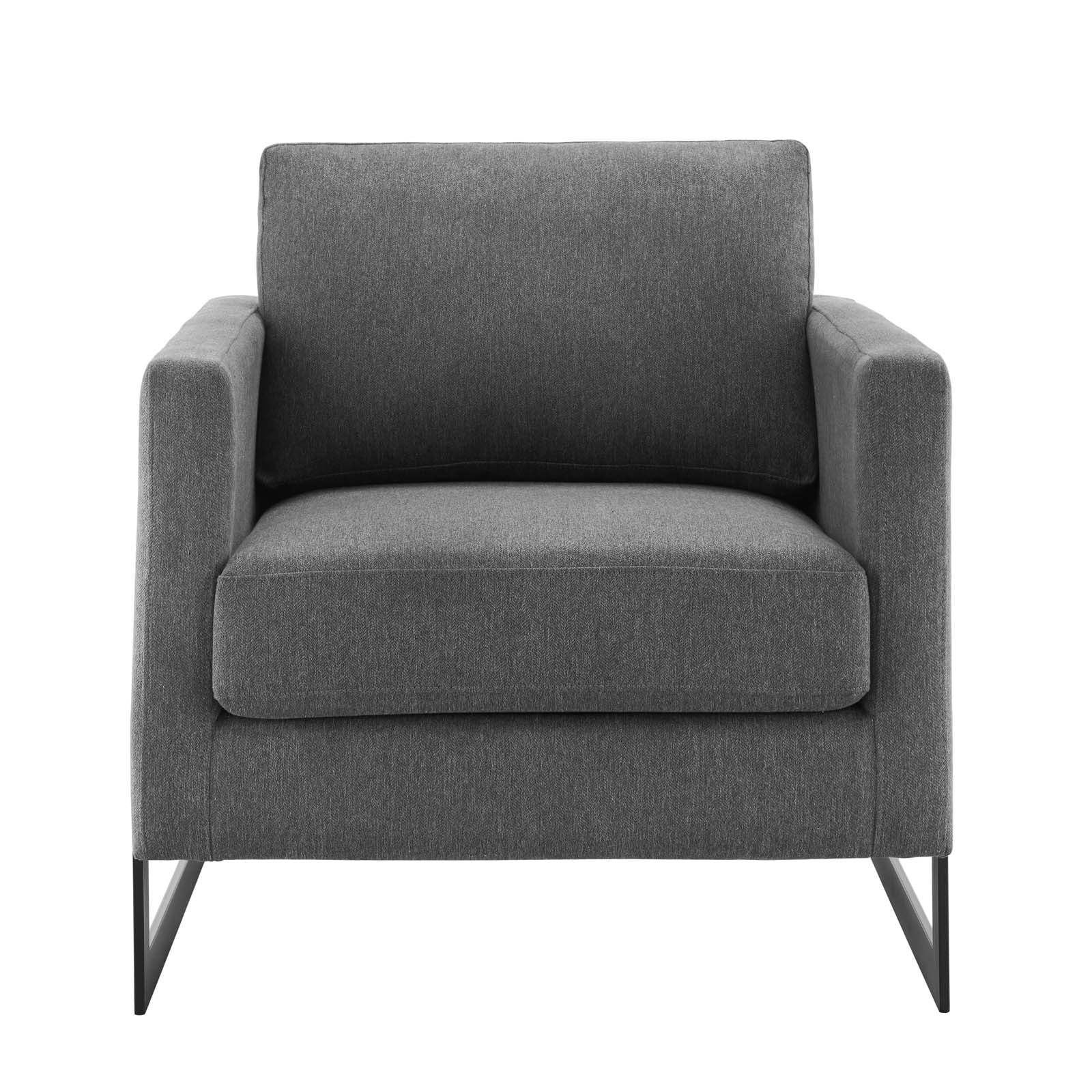 Modway Accent Chairs - Posse Upholstered Fabric Accent Chair Black Charcoal