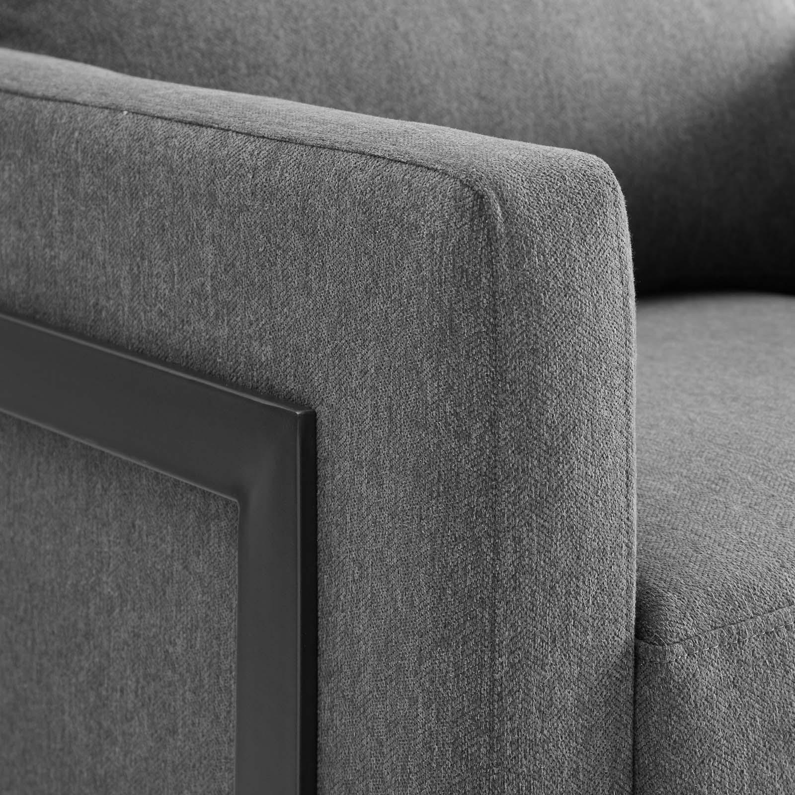 Modway Accent Chairs - Posse Upholstered Fabric Accent Chair Black Charcoal