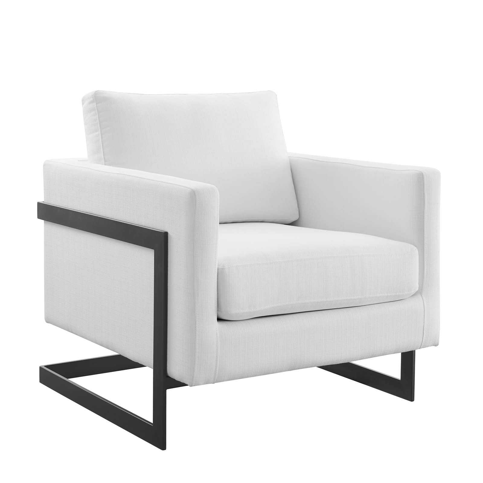 Modway Accent Chairs - Posse Upholstered Fabric Accent Chair Black White