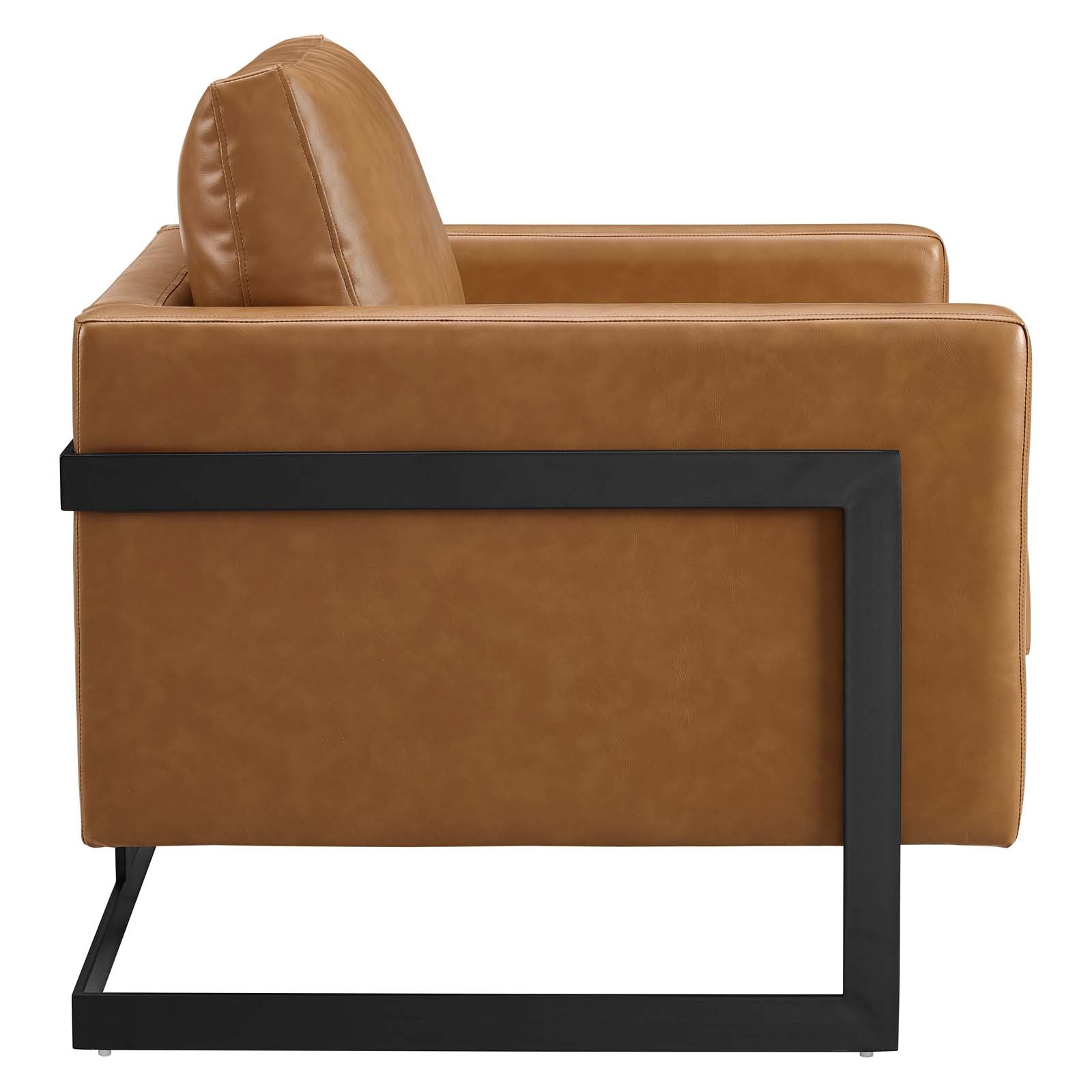Modway Accent Chairs - Posse Vegan Leather Accent Chair Black Tan