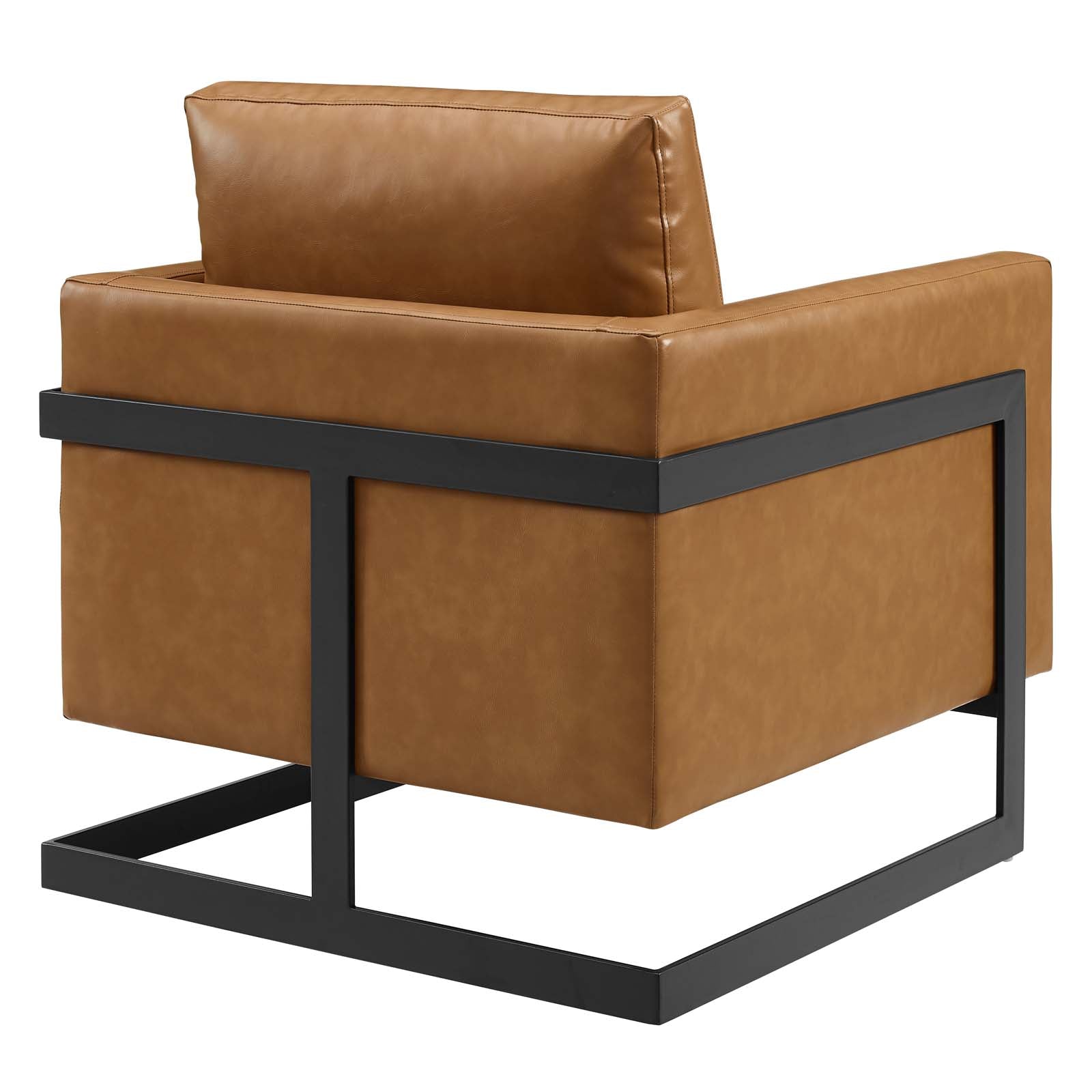 Modway Accent Chairs - Posse Vegan Leather Accent Chair Black Tan