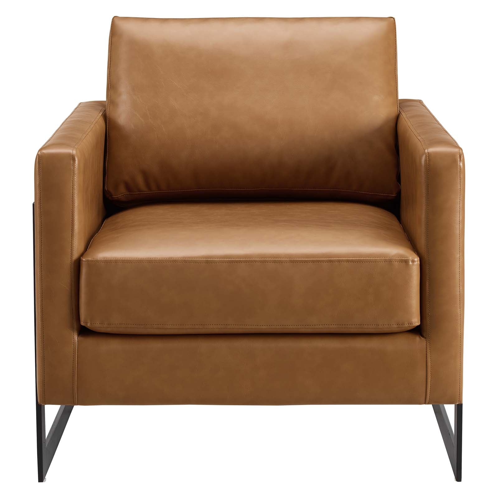 Modway Accent Chairs - Posse Vegan Leather Accent Chair Black Tan