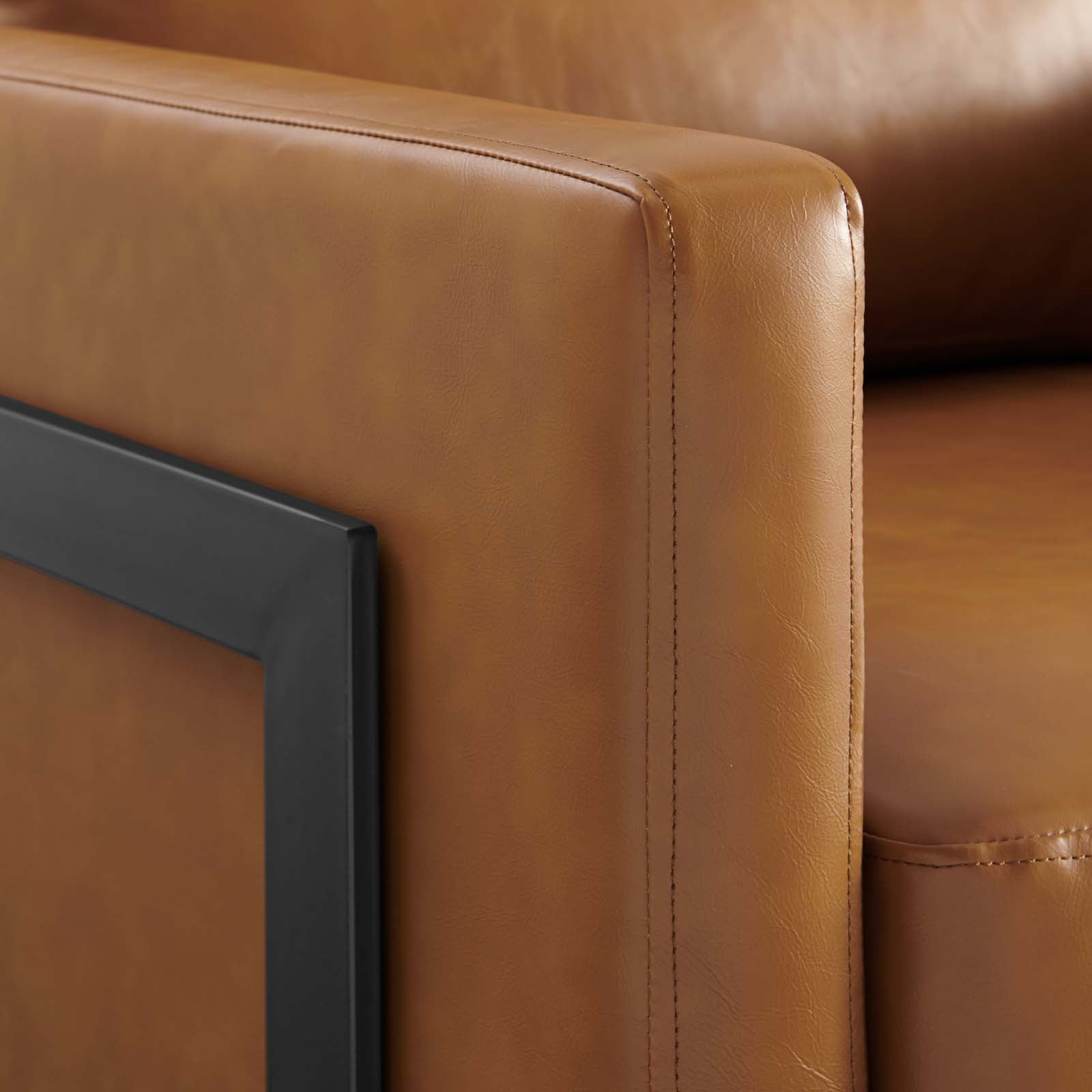 Modway Accent Chairs - Posse Vegan Leather Accent Chair Black Tan