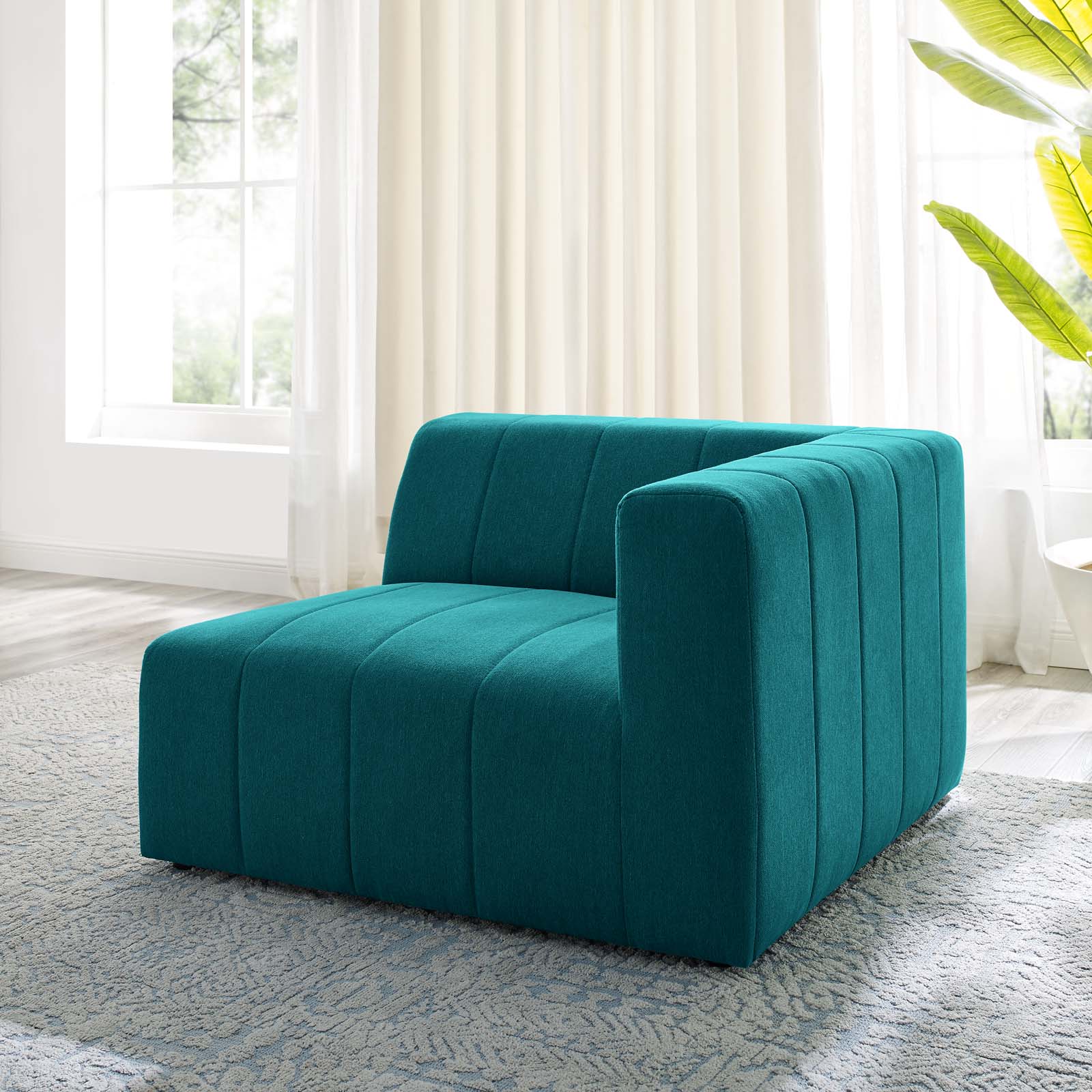 Modway Accent Chairs - Bartlett Upholstered Fabric Right-Arm Chair Teal