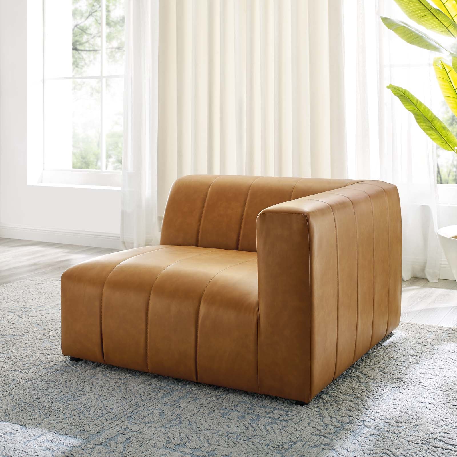 Modway Accent Chairs - Bartlett Vegan Leather Right-Arm Chair Tan