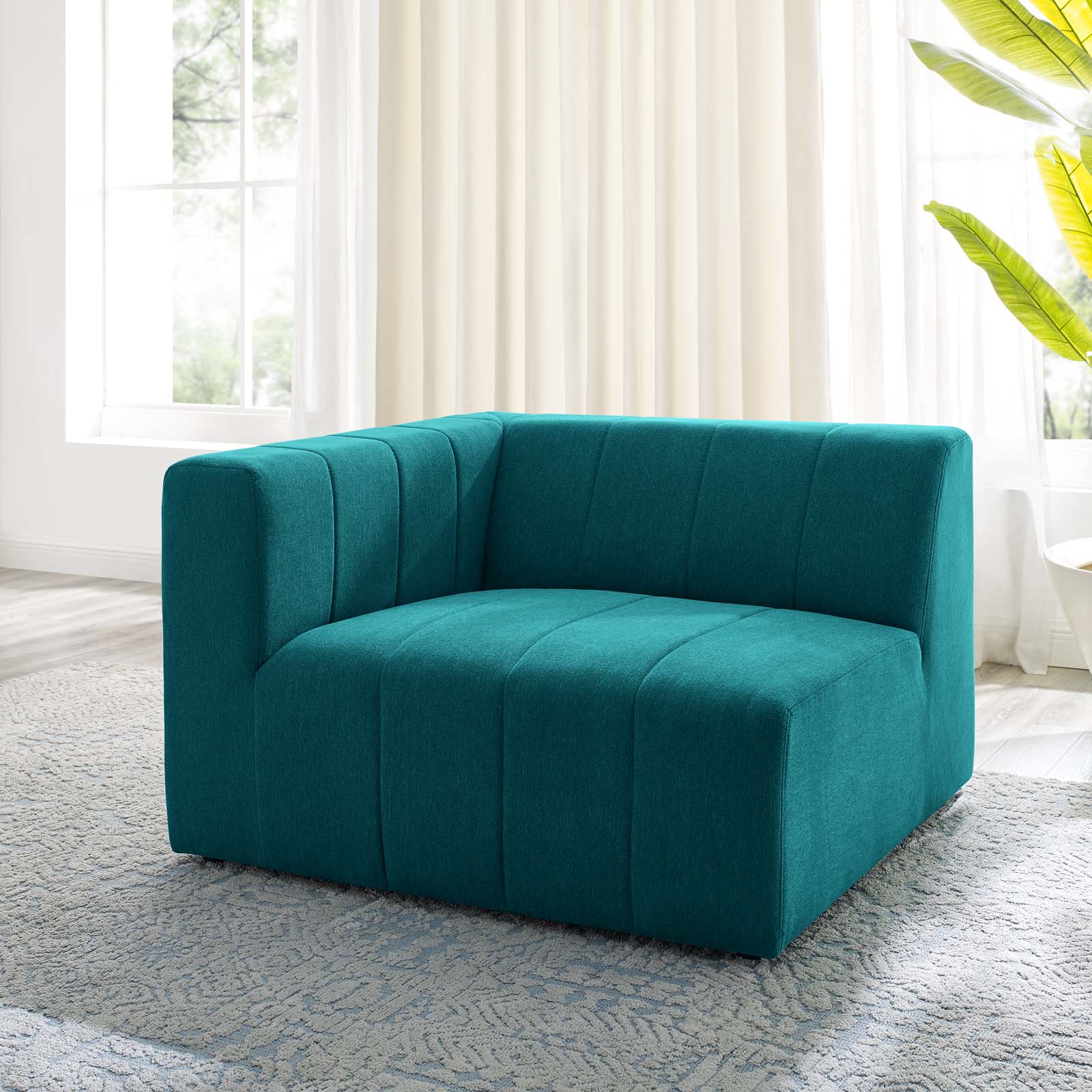 Modway Accent Chairs - Bartlett Upholstered Fabric Left-Arm Chair Teal