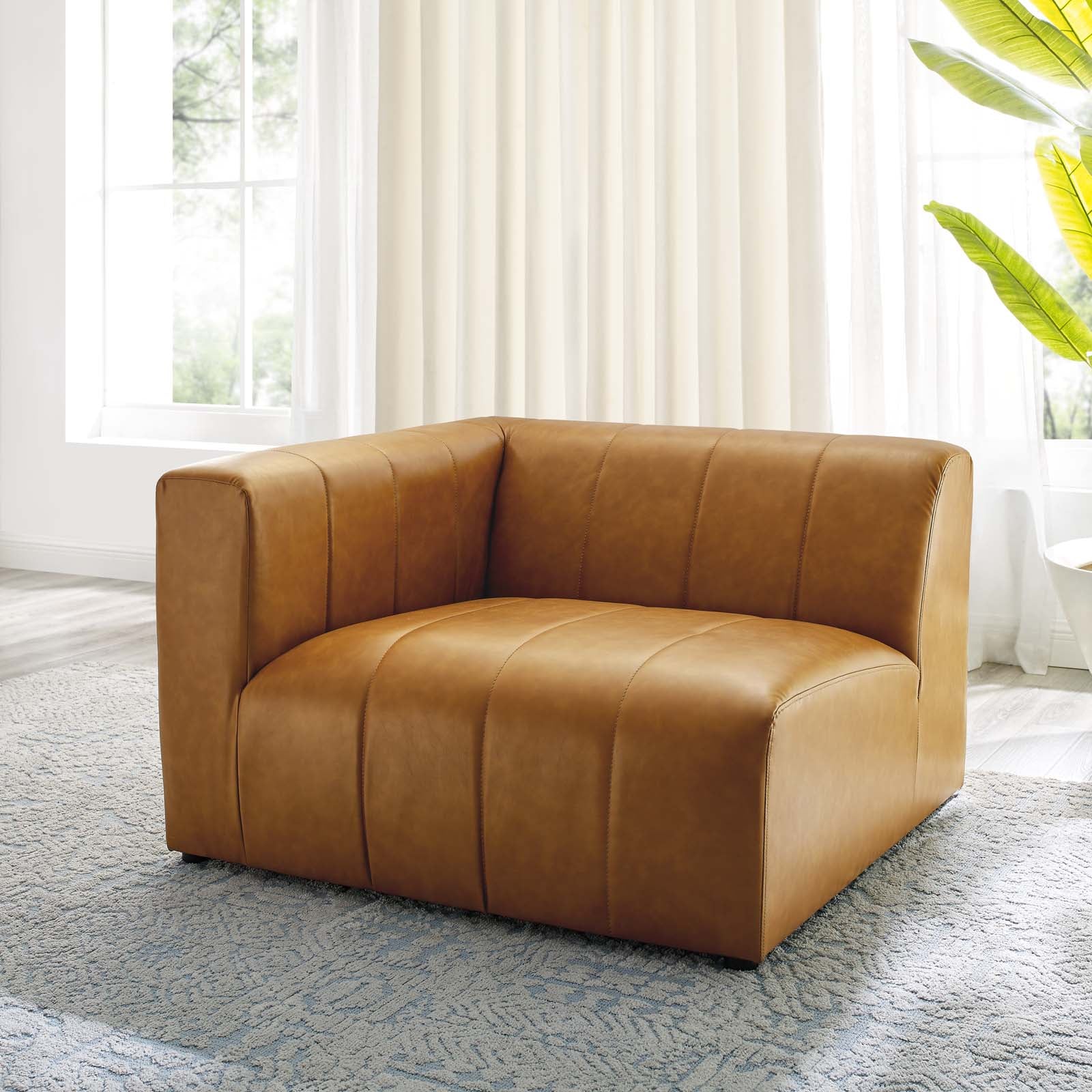 Modway Accent Chairs - Bartlett Vegan Leather Left-Arm Chair Tan