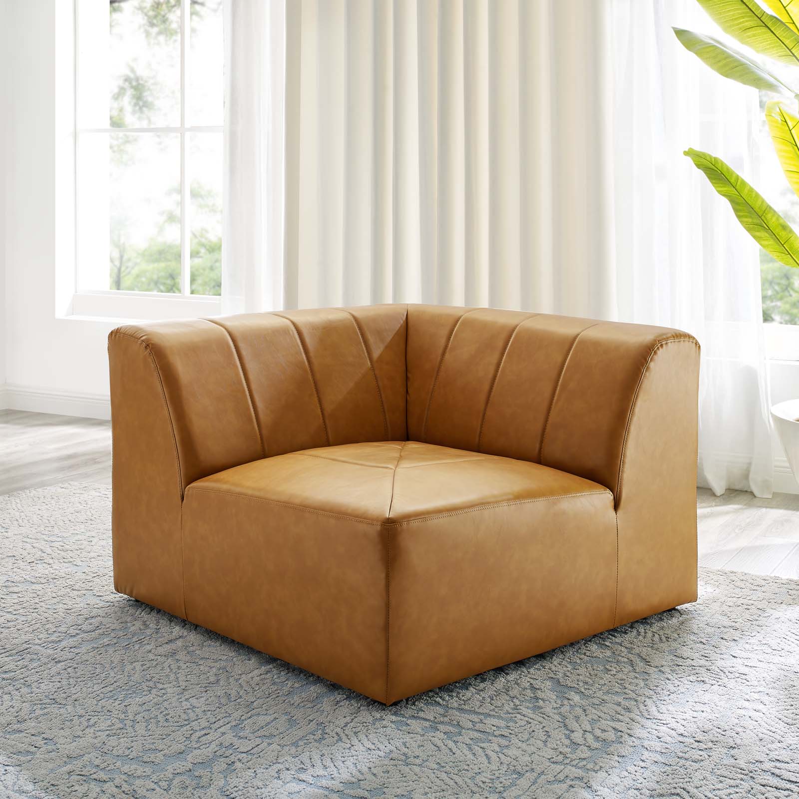 Modway Chairs - Bartlett Vegan Leather Corner Chair Tan