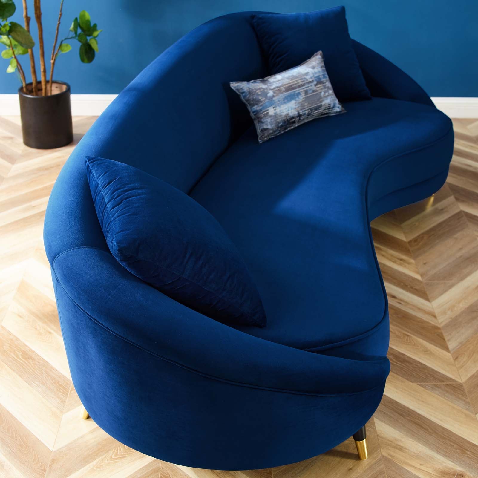 Modway Sofas & Couches - Echo Performance Velvet Sofa Navy