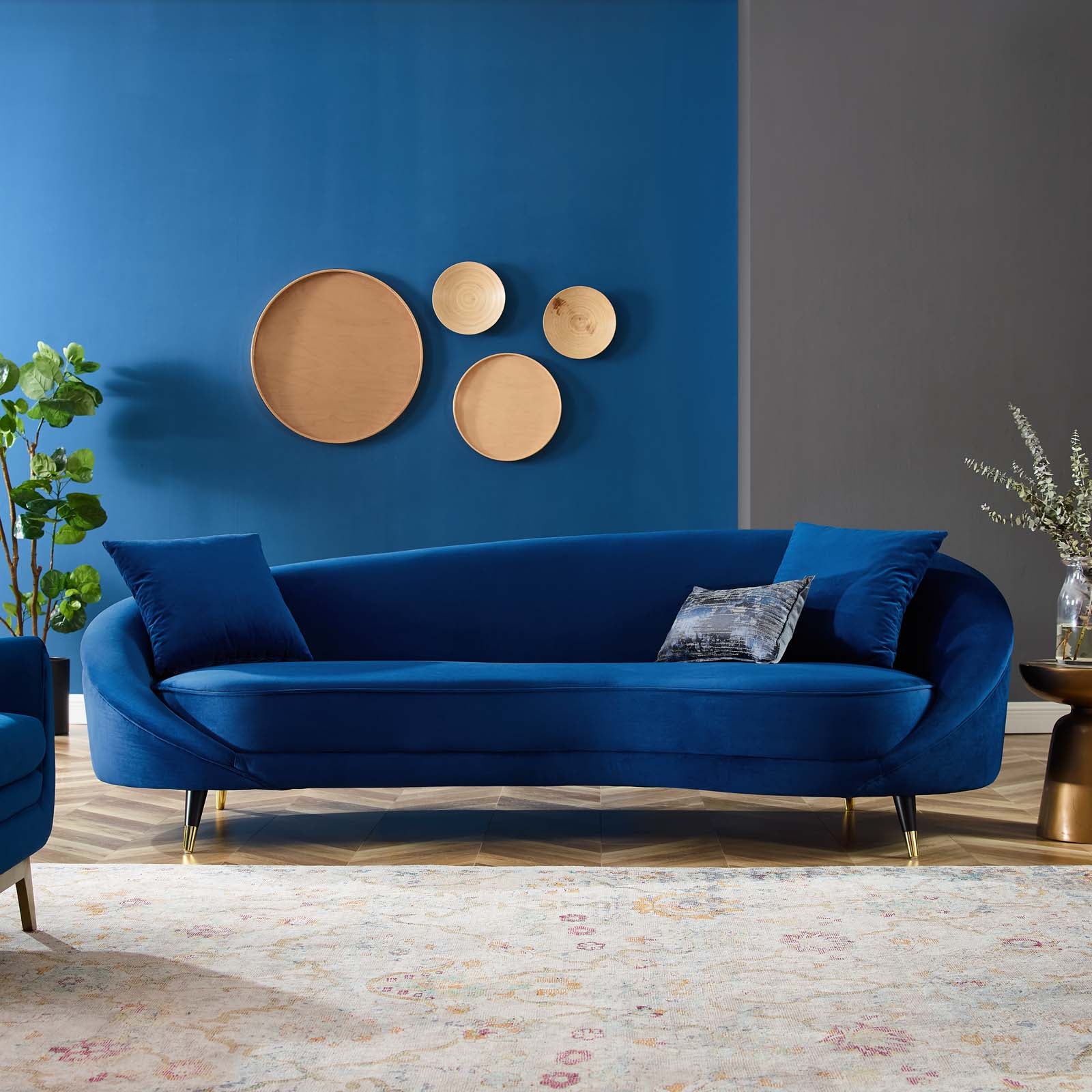 Modway Sofas & Couches - Echo Performance Velvet Sofa Navy