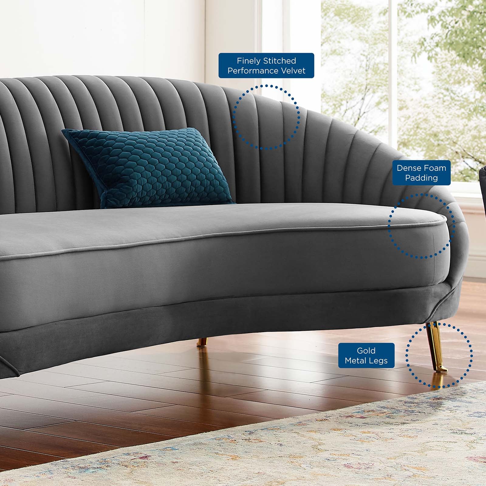Modway Sofas & Couches - Camber Channel Tufted Performance Velvet Sofa Gray
