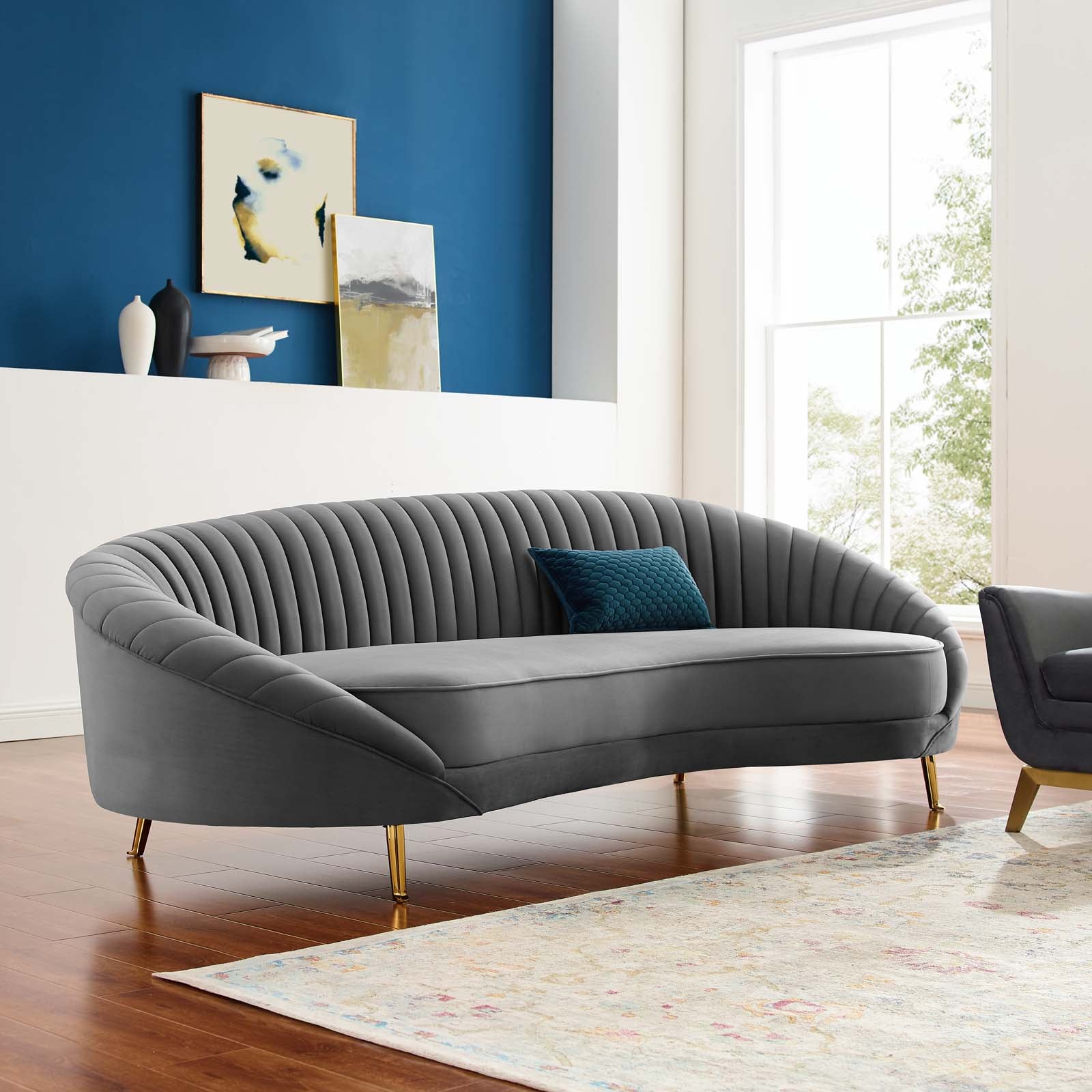 Modway Sofas & Couches - Camber Channel Tufted Performance Velvet Sofa Gray