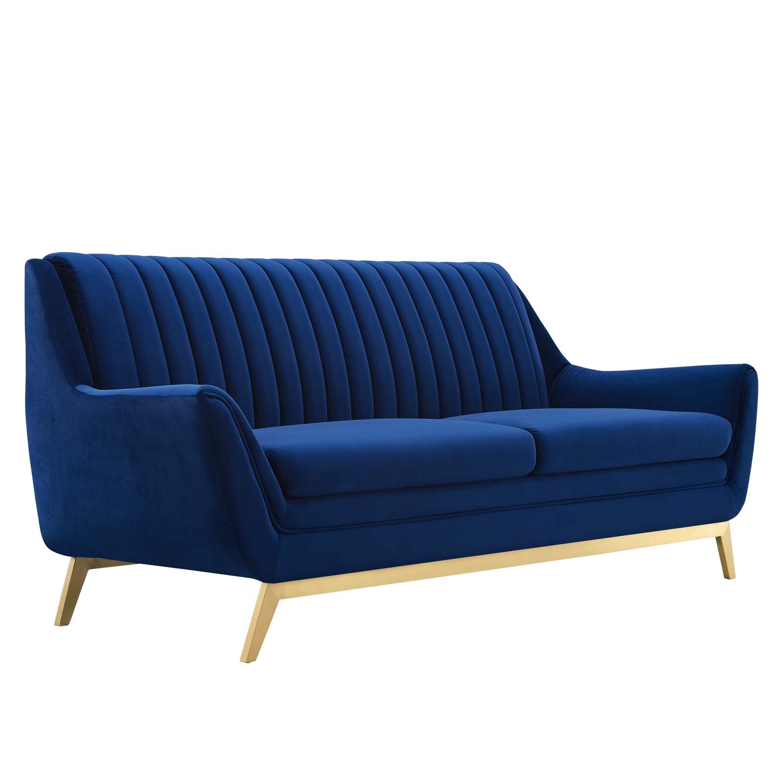 Modway Sofas & Couches - Winsome Channel Tufted Performance Velvet Sofa Navy