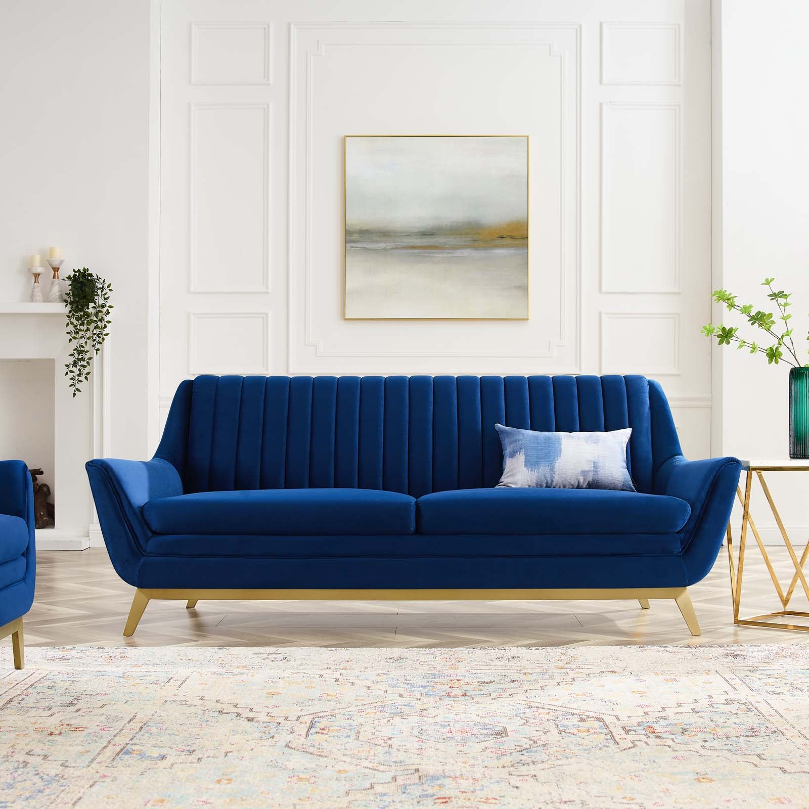 Modway Sofas & Couches - Winsome Channel Tufted Performance Velvet Sofa Navy