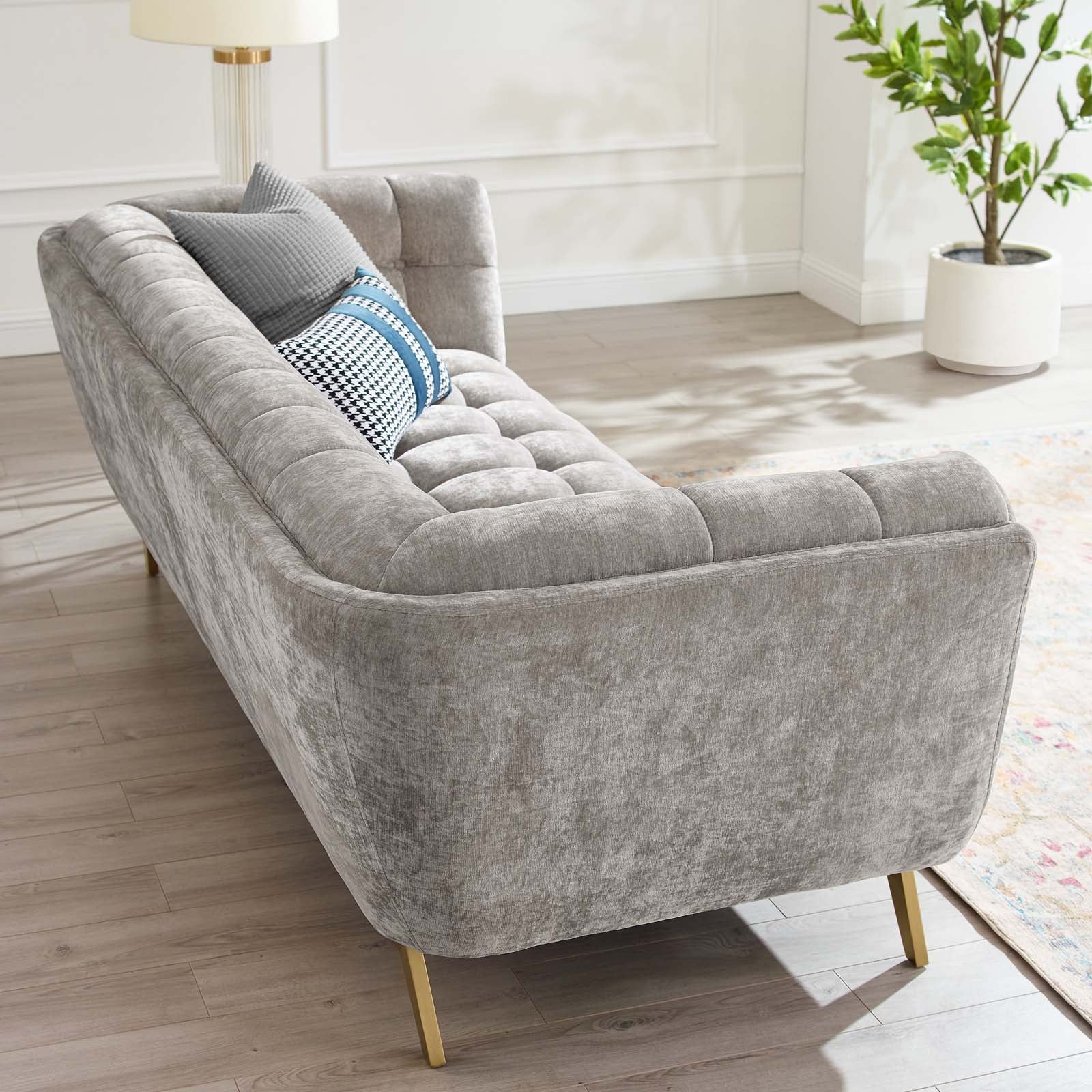 Modway Sofas & Couches - Bestow Crushed Performance Velvet Sofa Light Gray