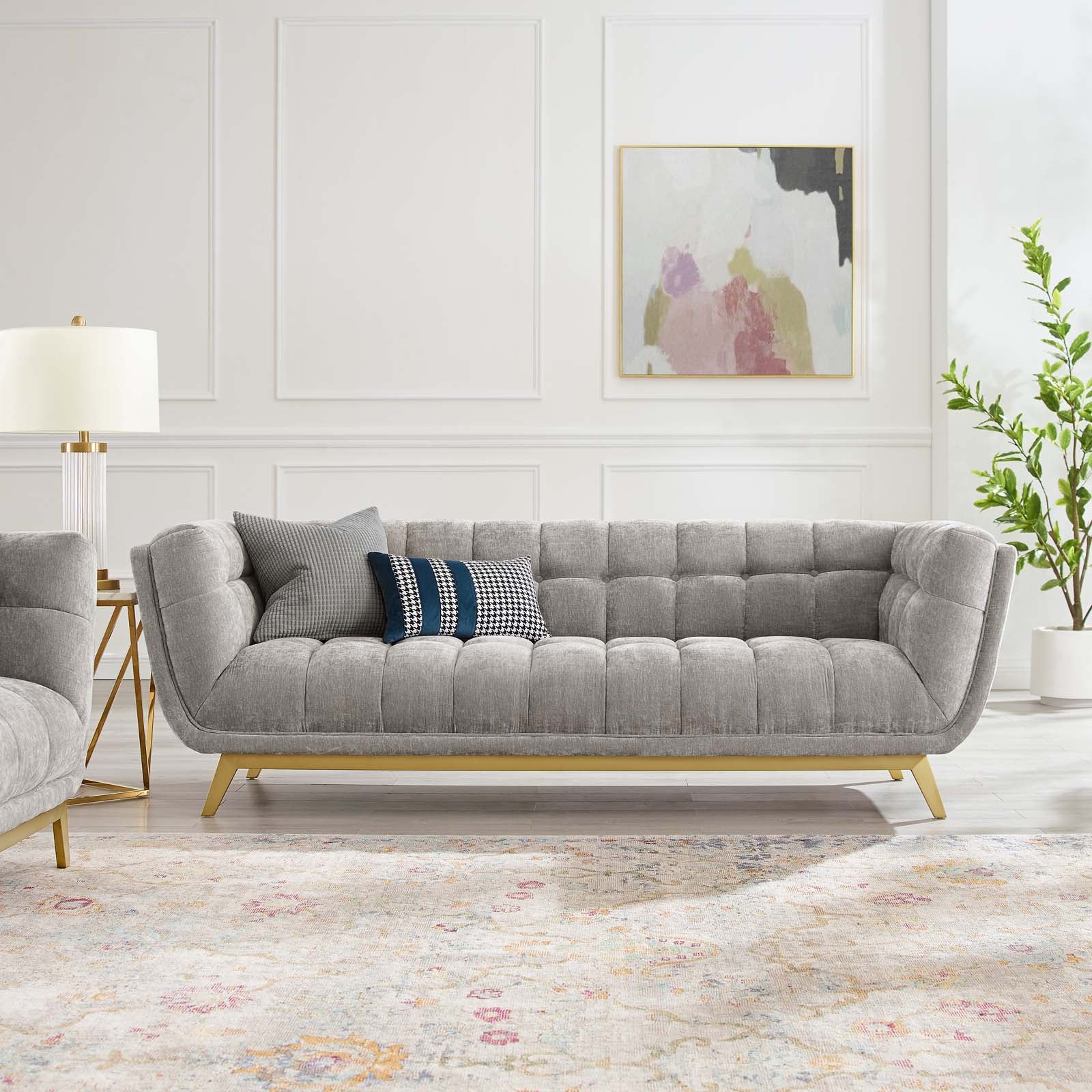Modway Sofas & Couches - Bestow Crushed Performance Velvet Sofa Light Gray