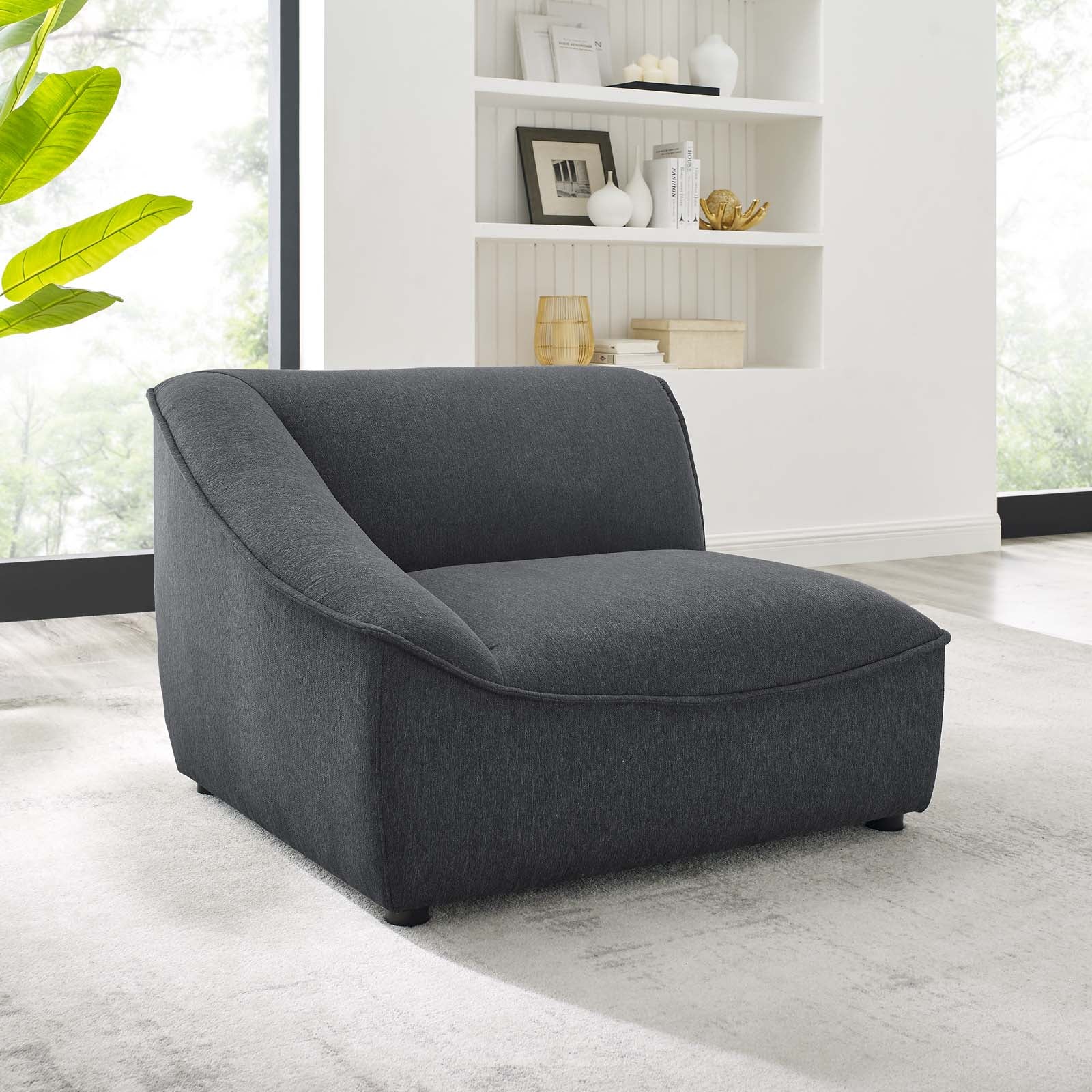Modway Accent Chairs - Comprise Left-Arm Sectional Sofa Chair Charcoal