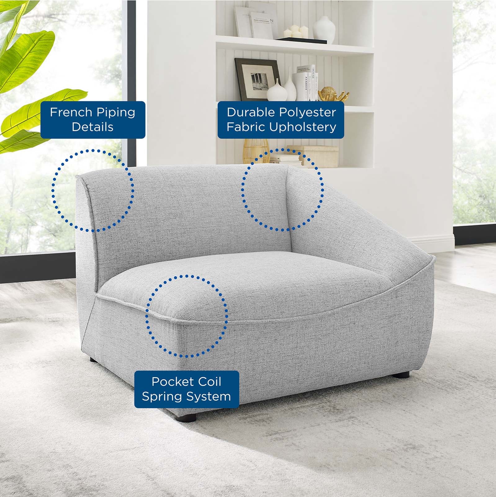 Modway Accent Chairs - Comprise Right-Arm Sectional Sofa Chair Light Gray