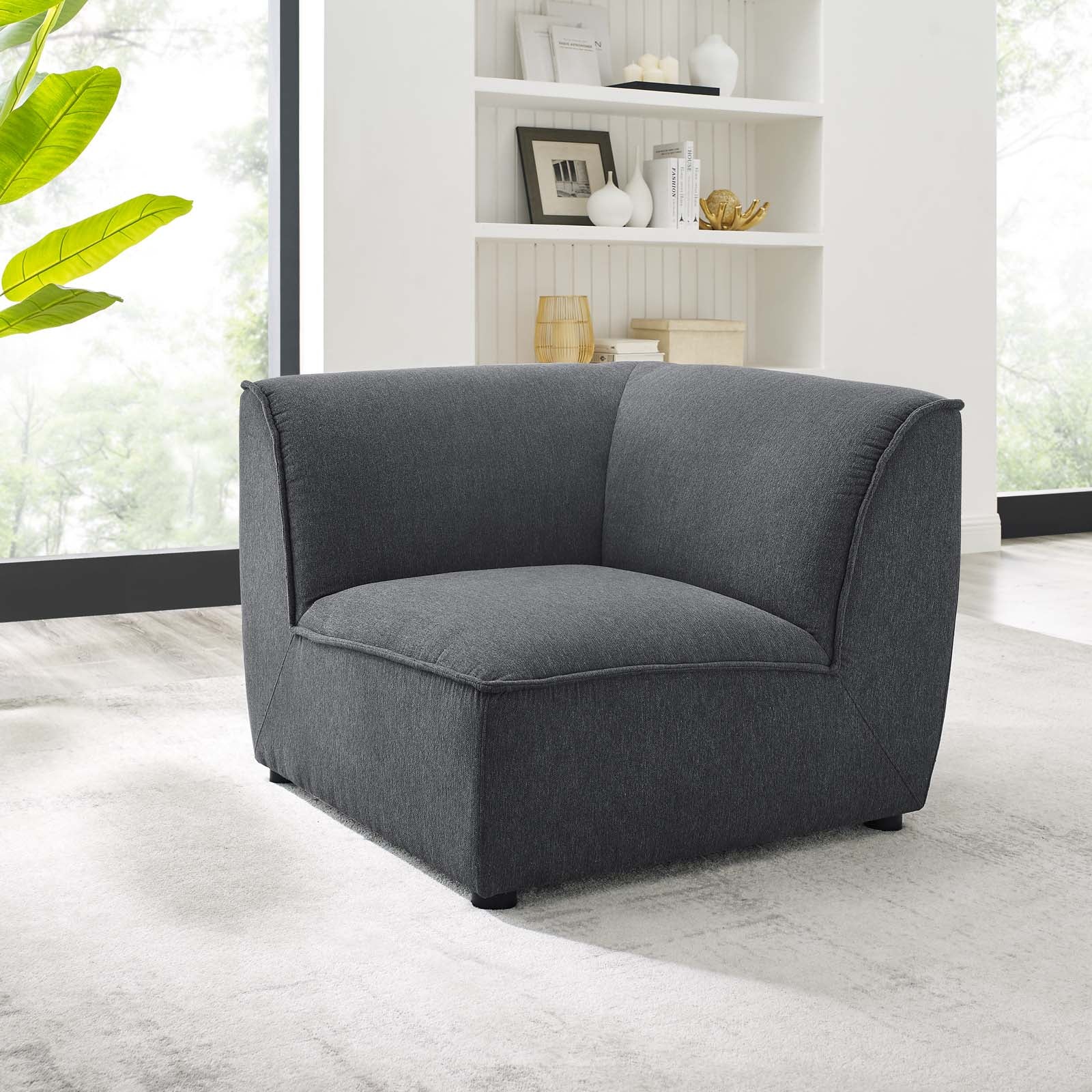 Modway Accent Chairs - Comprise Corner Sectional Sofa Chair Charcoal
