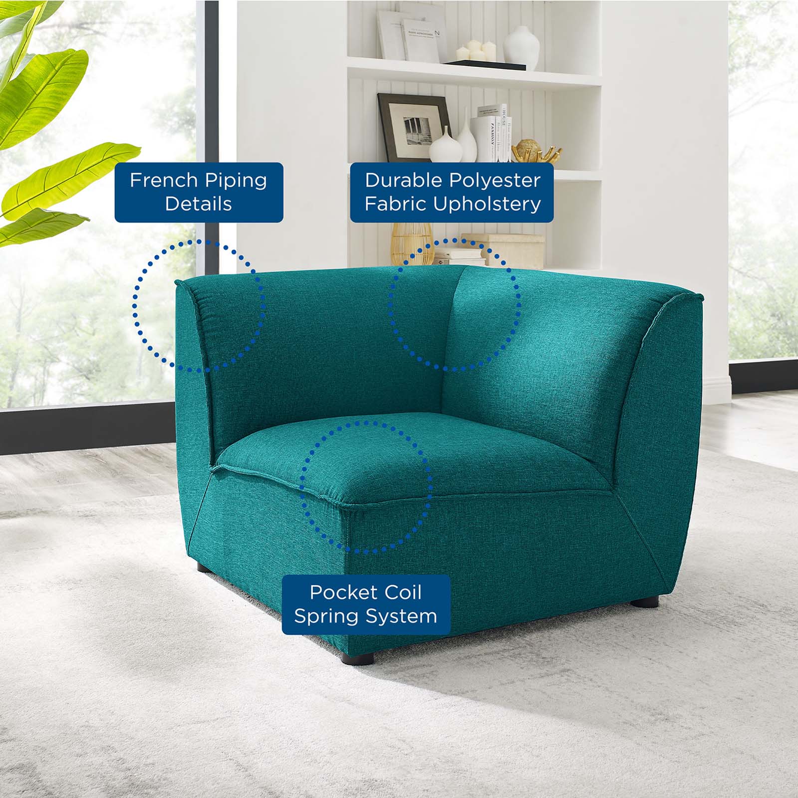 Modway Accent Chairs - Comprise Corner Sectional Sofa Chair Teal
