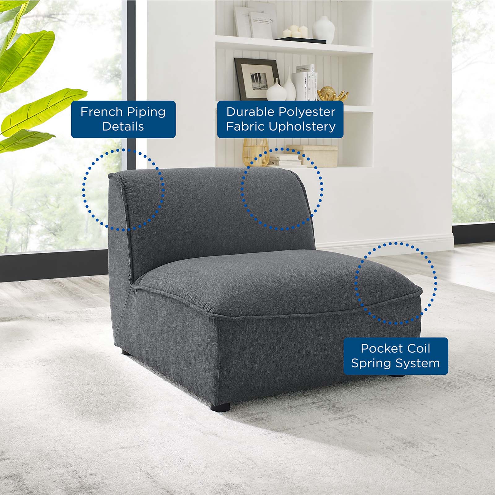 Modway Chairs - Comprise Armless Chair Charcoal