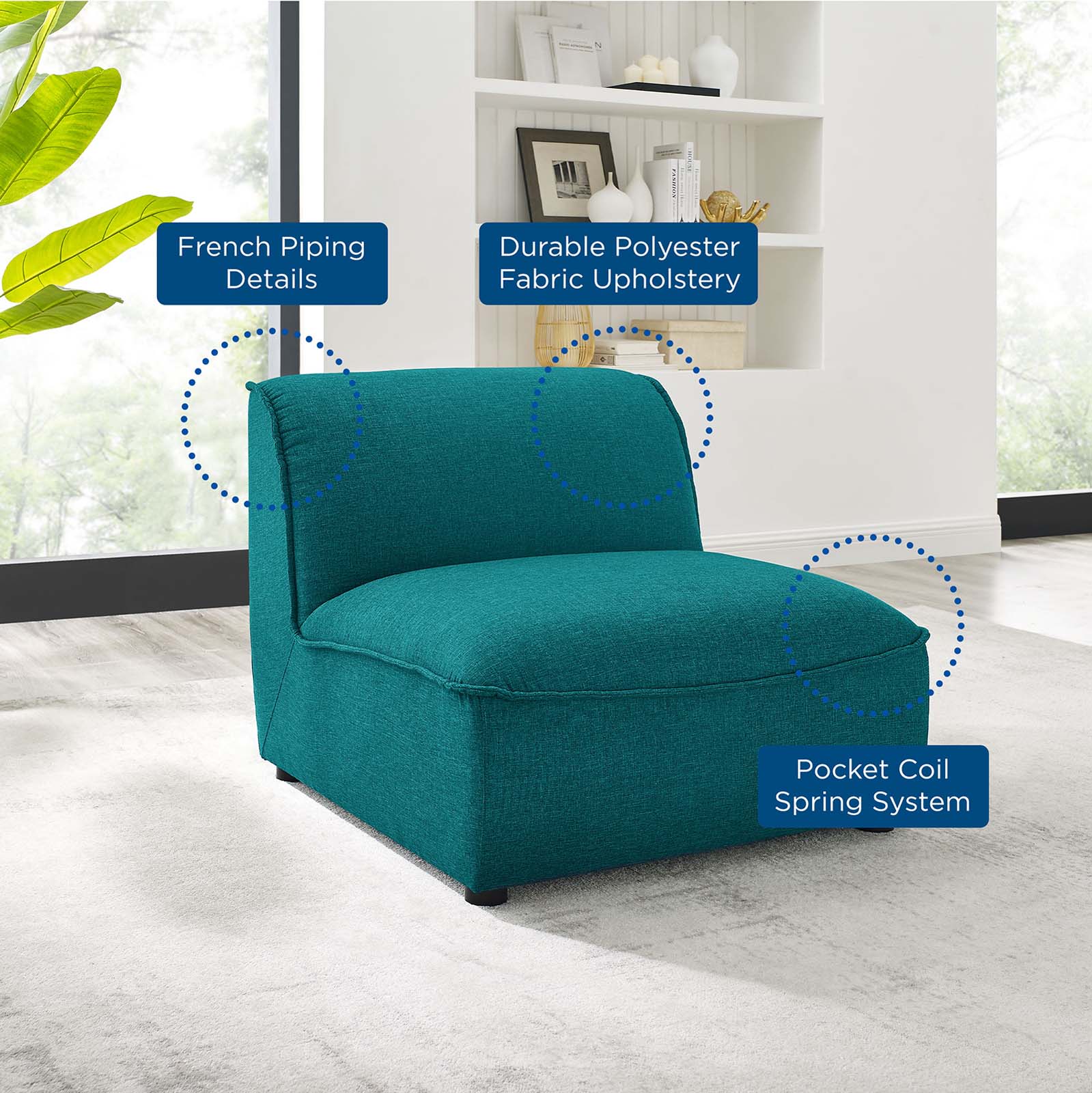 Modway Accent Chairs - Comprise Armless Chair Teal