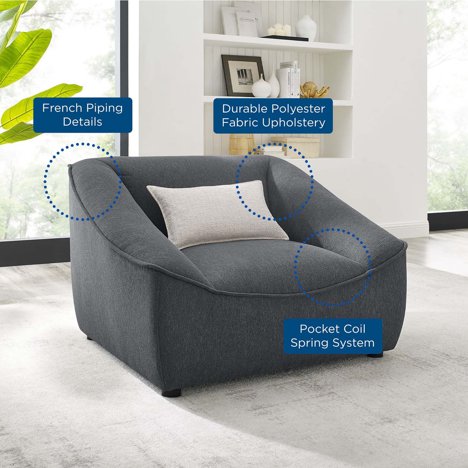 Modway Accent Chairs - Comprise Armchair Charcoal