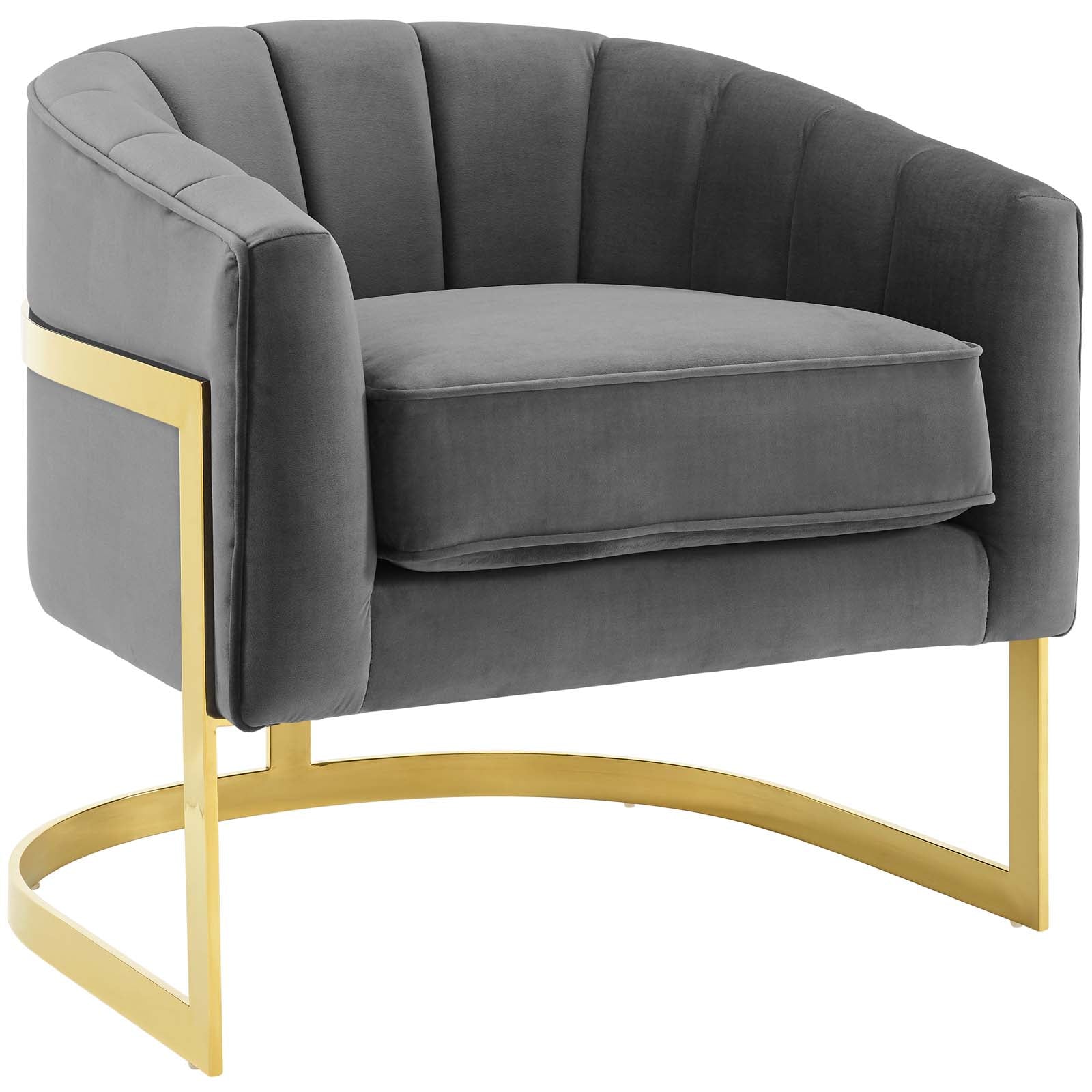 Modway Accent Chairs - Esteem Accent Armchair Performance Velvet (Set of 2) Gray