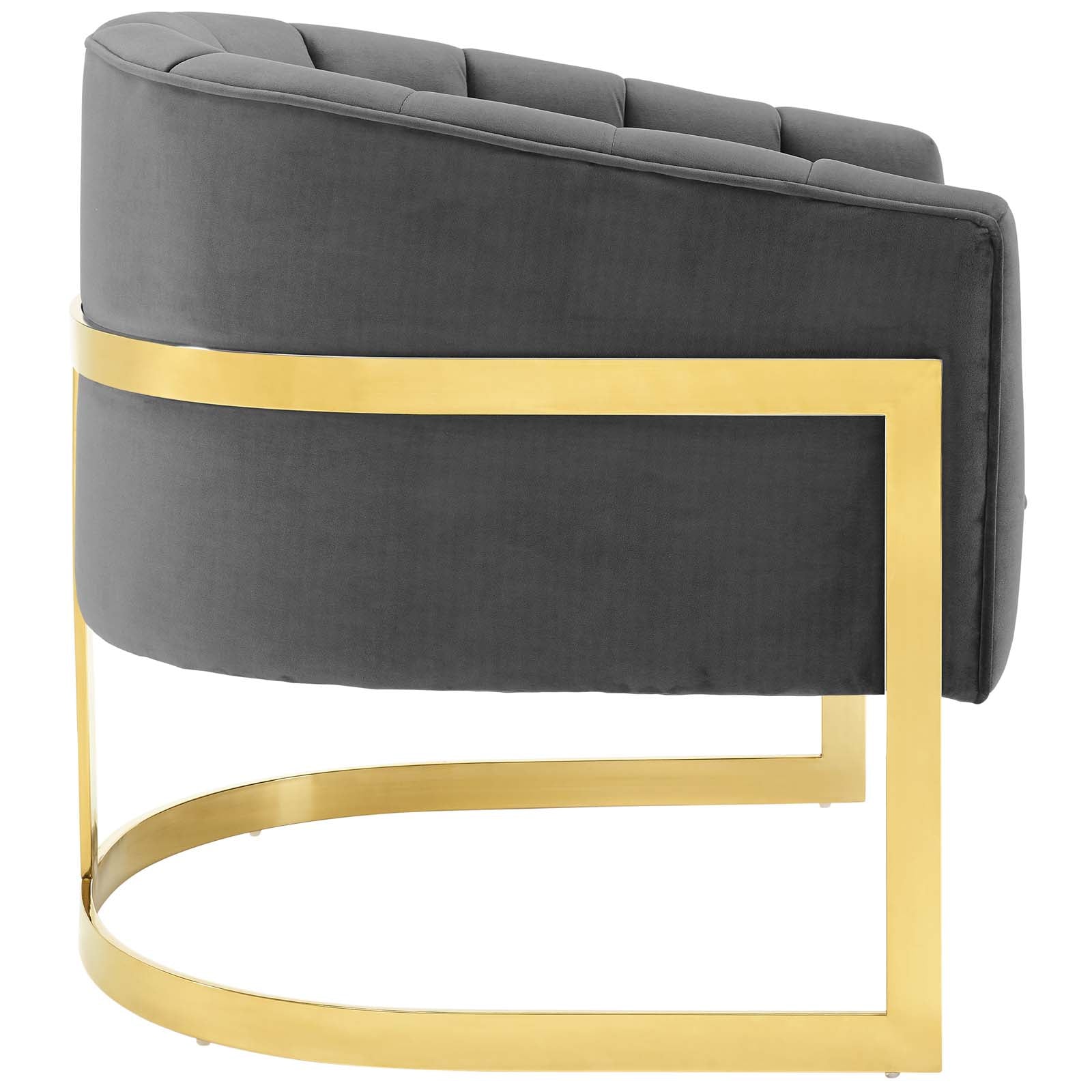 Modway Accent Chairs - Esteem Accent Armchair Performance Velvet (Set of 2) Gray